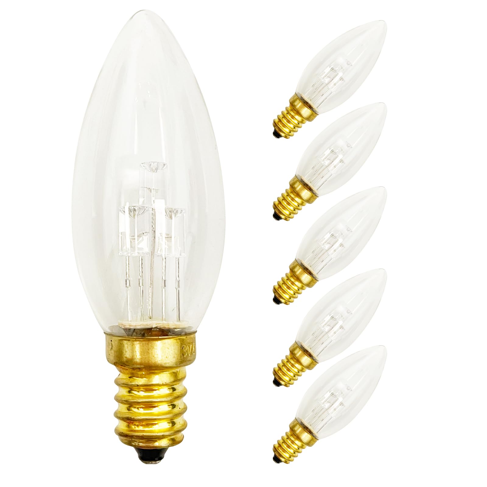 6 Pack C26 Led Replacement Bulbs,3V Clear Torpedo Tip Light Bulbs,E12 Candelabra Light Bulbs Soft White Glass Light For Battery