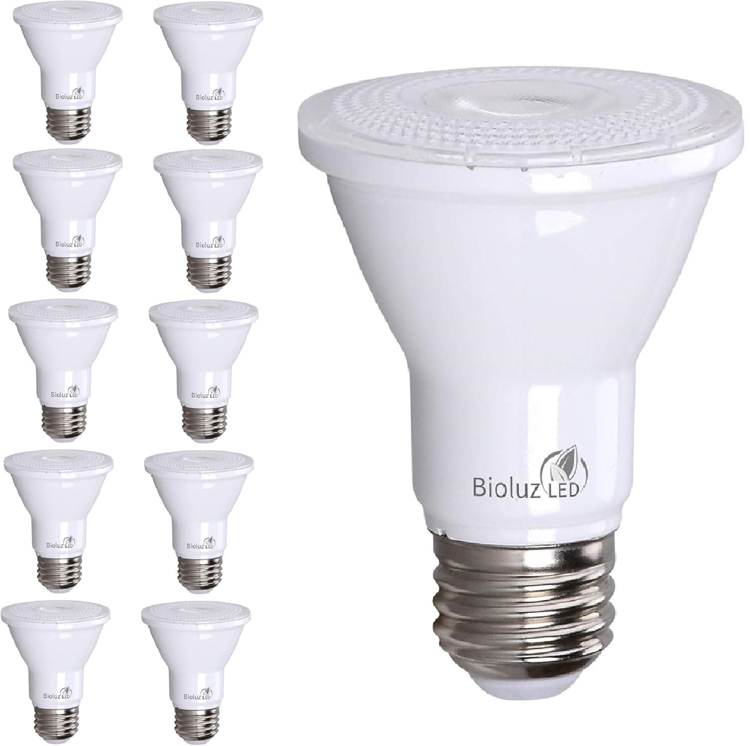 Bioluz Led 10 Pack Par20 Led Bulbs 3000K Soft White Dimmable 50 Watt Equivalent Using 7W, Spot Light Bulb E26 Base 40 Degree Bea