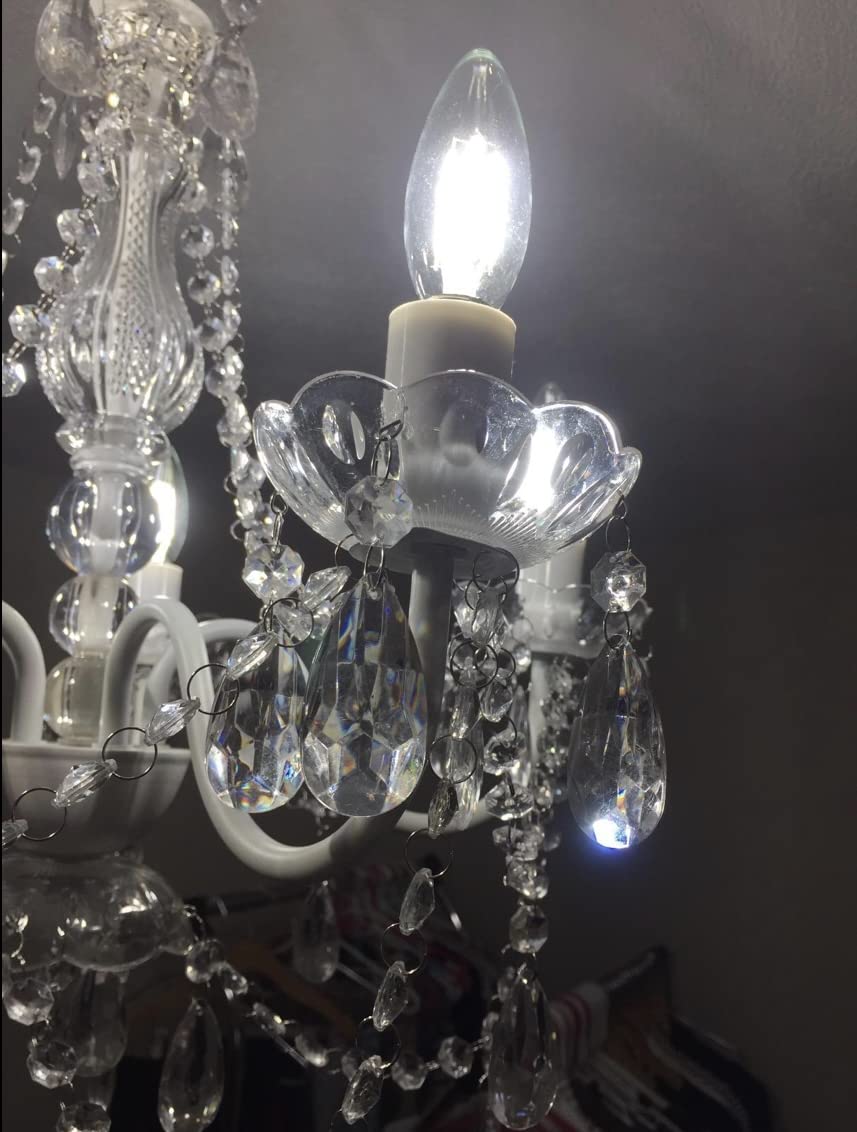 Gypsy Color 4 Light Plug-In Chandelier, Crystal White, Acrylic Crystals, Metal Frame, Model Gysmclp, H17.5”Xw15”