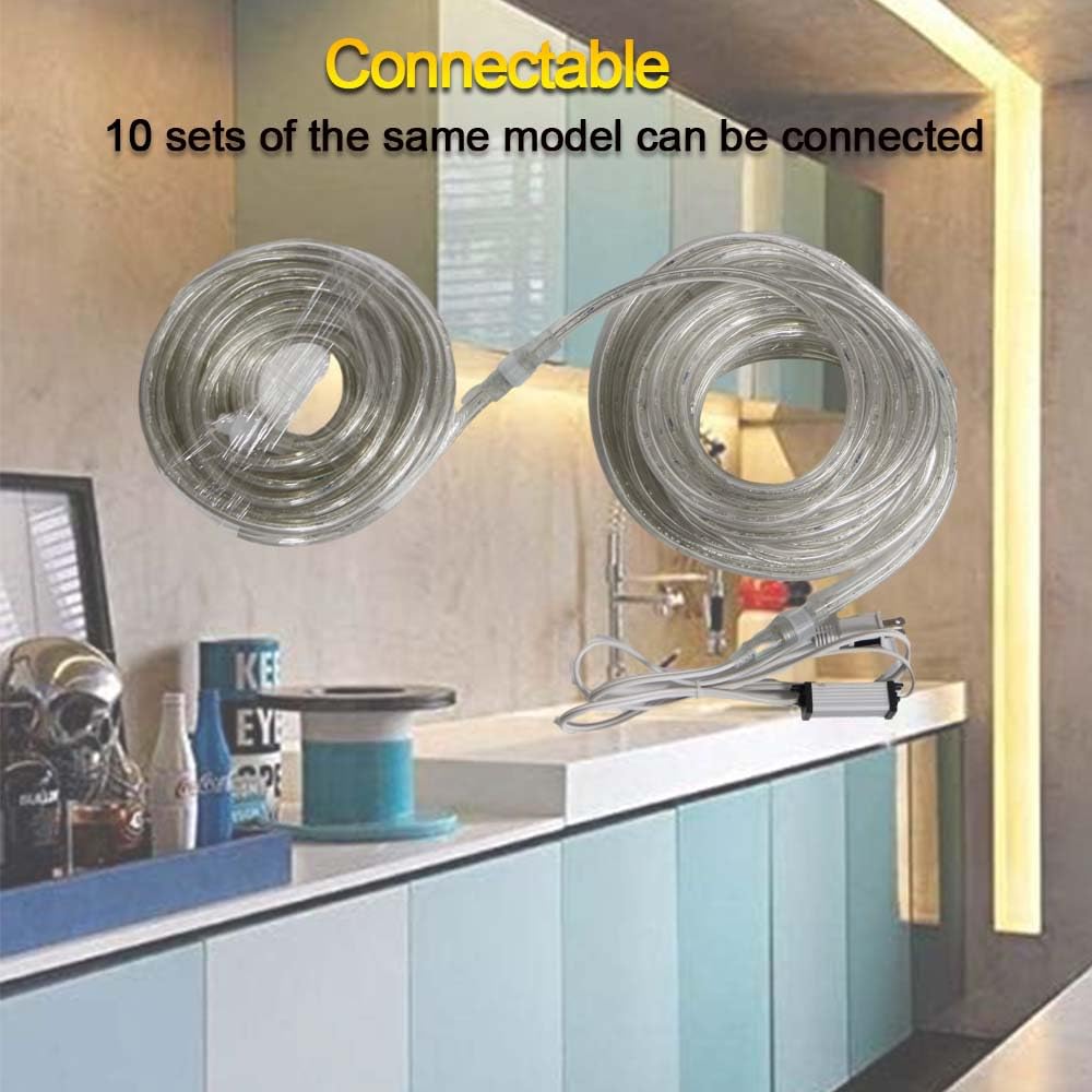 Foeers 10M 360 Led 110V Rope Lights 33Ft Outdoor Wedding Christmas Holiday Decoration Lights (Warm White)