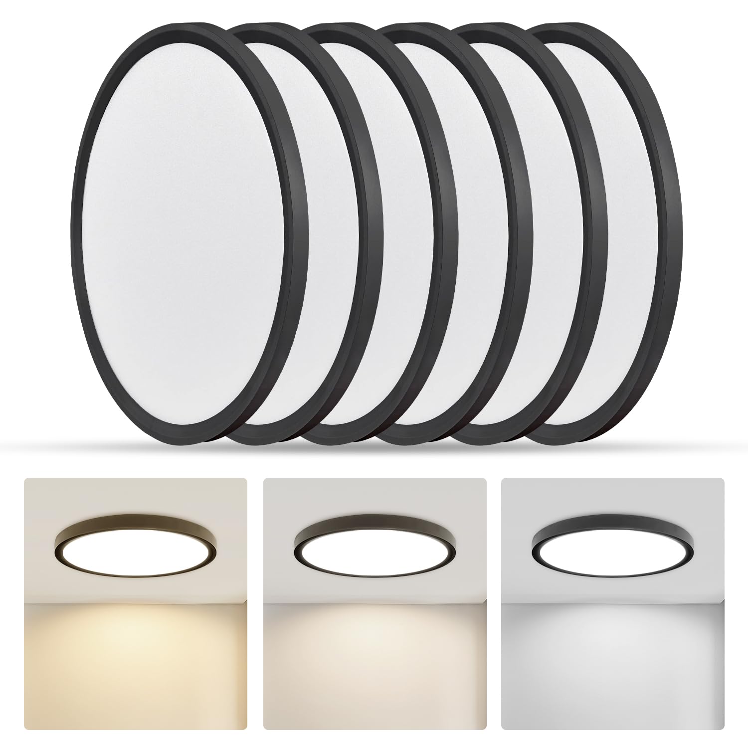 RLEDPZTX Led Flush Mount Ceiling Light,9 Inch 18w 1860lm,3000k/4000k/6000k 3CCT Selectable, Round Modern Flat Panel Super Slim L