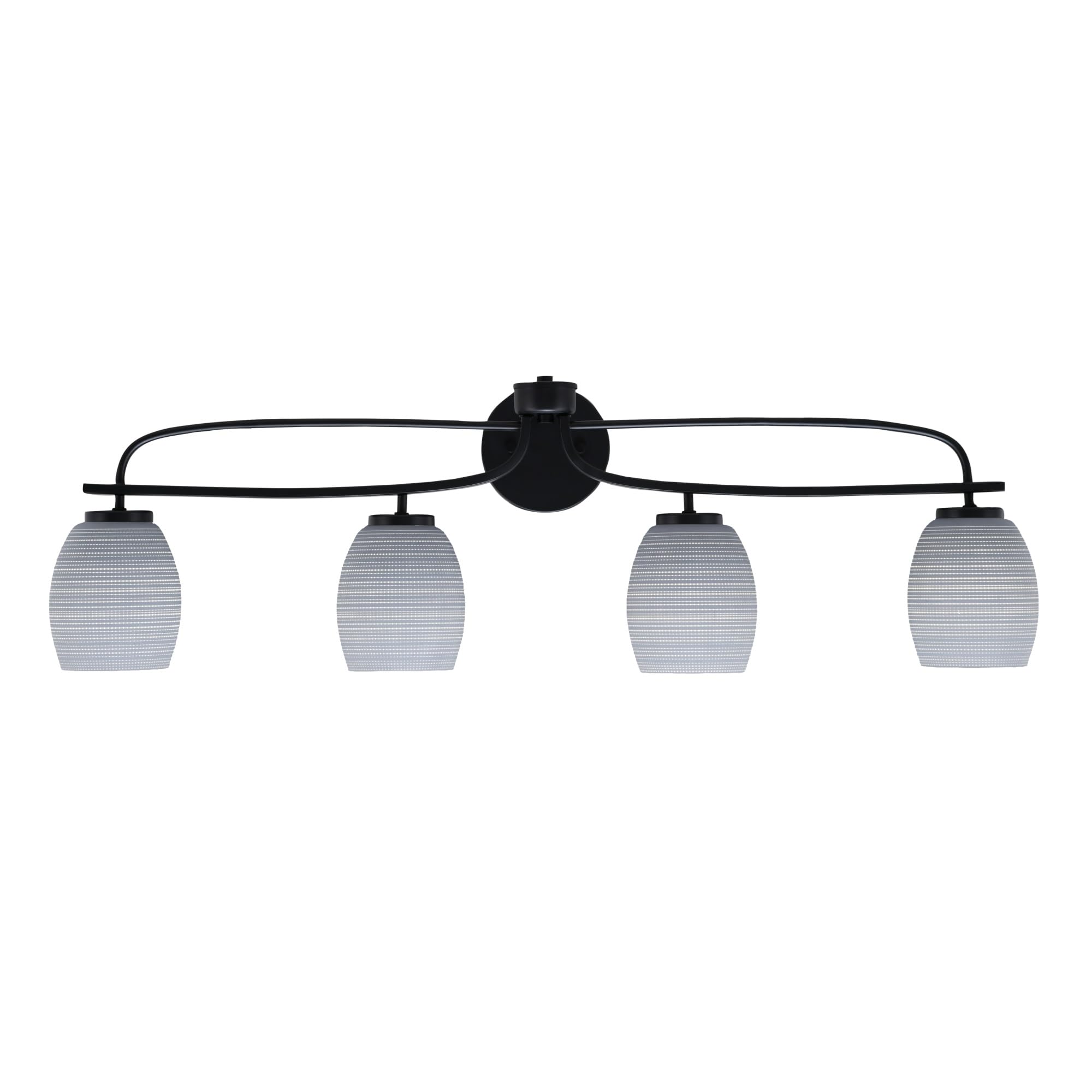 Cavella 4 Light Bath Bar Shown In Matte Black Finish With 5" Gray Matrix Glass