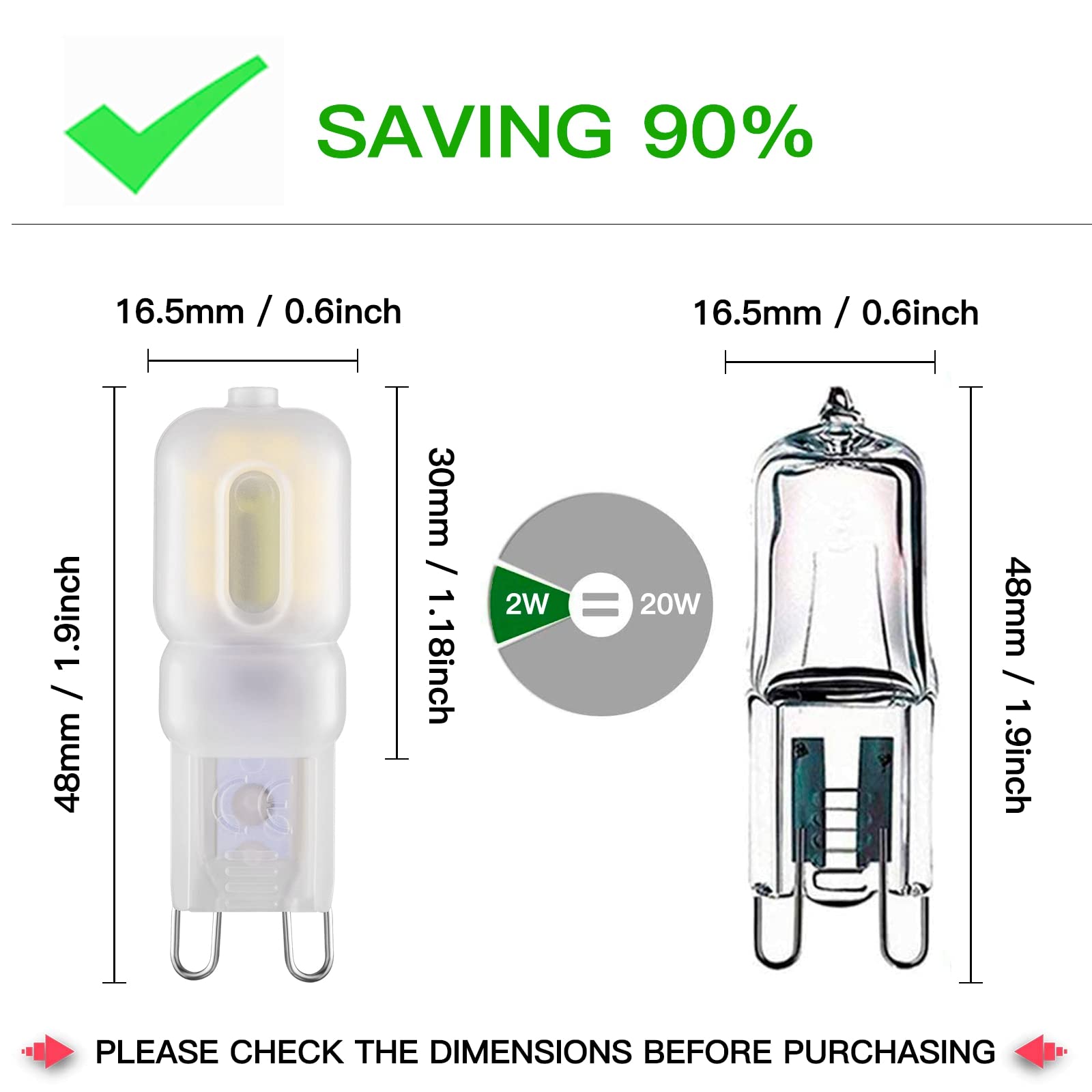 Sriomny G9 Led Bulb 2W Equivalent To 20W Halogen Lamp T4 G9 Natural White 4000K 120V G9 Base, 360Omni-Directional Lighting, Home