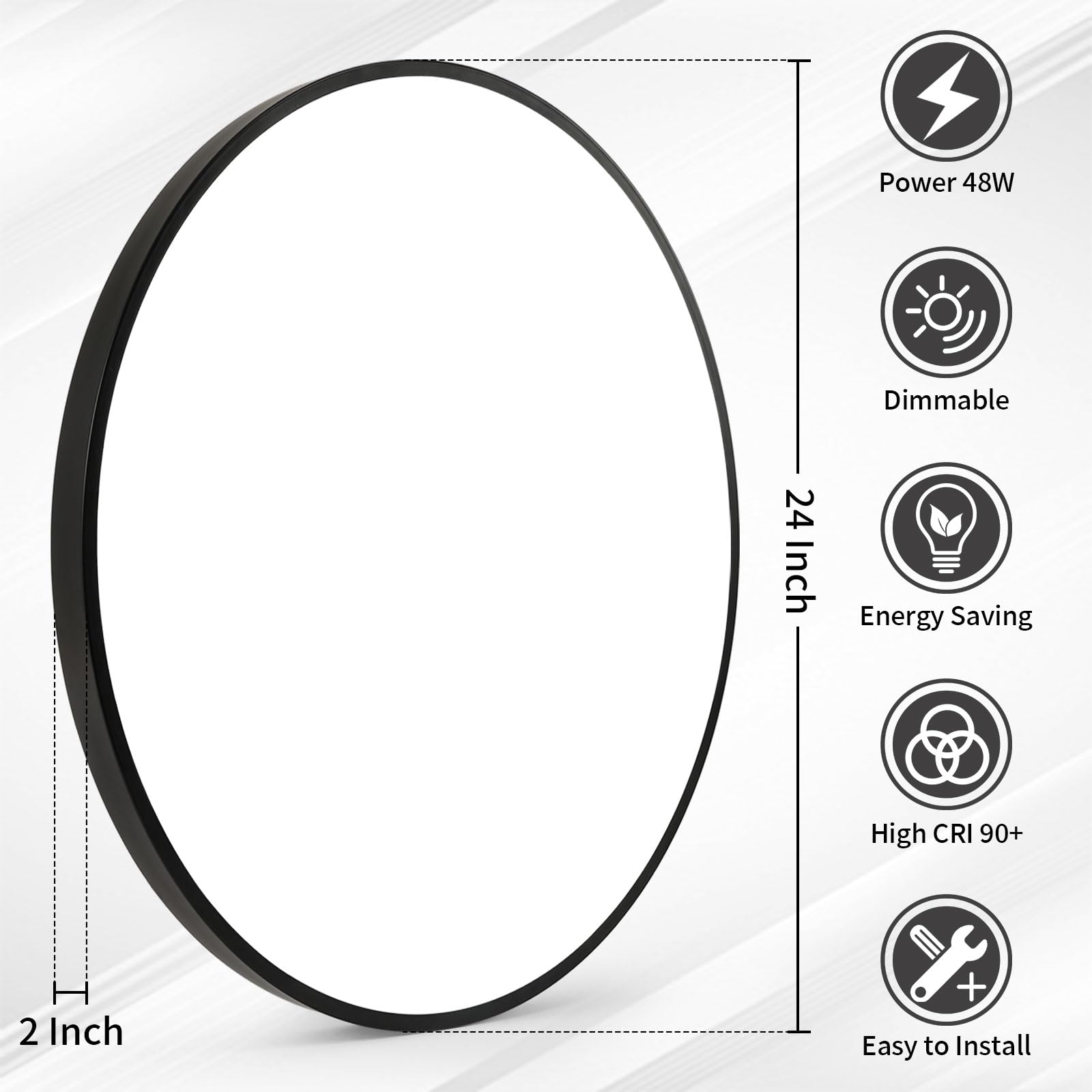 24 Inch Led Ceiling Light Fixture, Dimmable With Remote Control, 3000K-6500K Color Adjustable, Ultra Thin Flush Mount, 48W, 4800