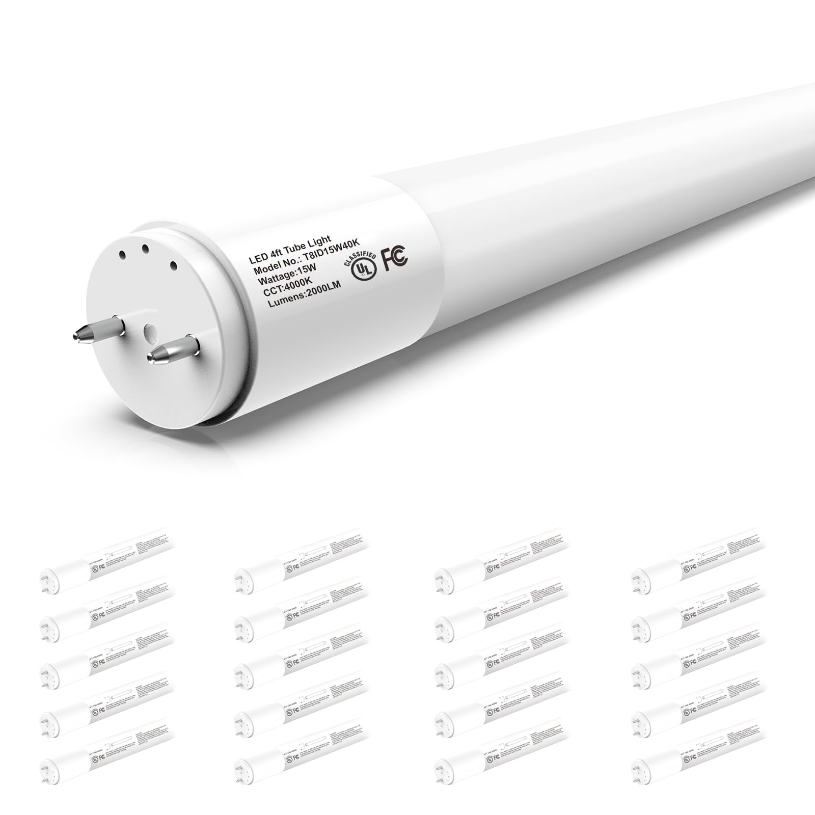 Madewell Living 20-Pack T8 Led Bulbs 4 Foot, 4Ft Led Bulbs, Led Ballast Bypass Bulbs, Led Tube Light 4000K Daylight, High Lumen,