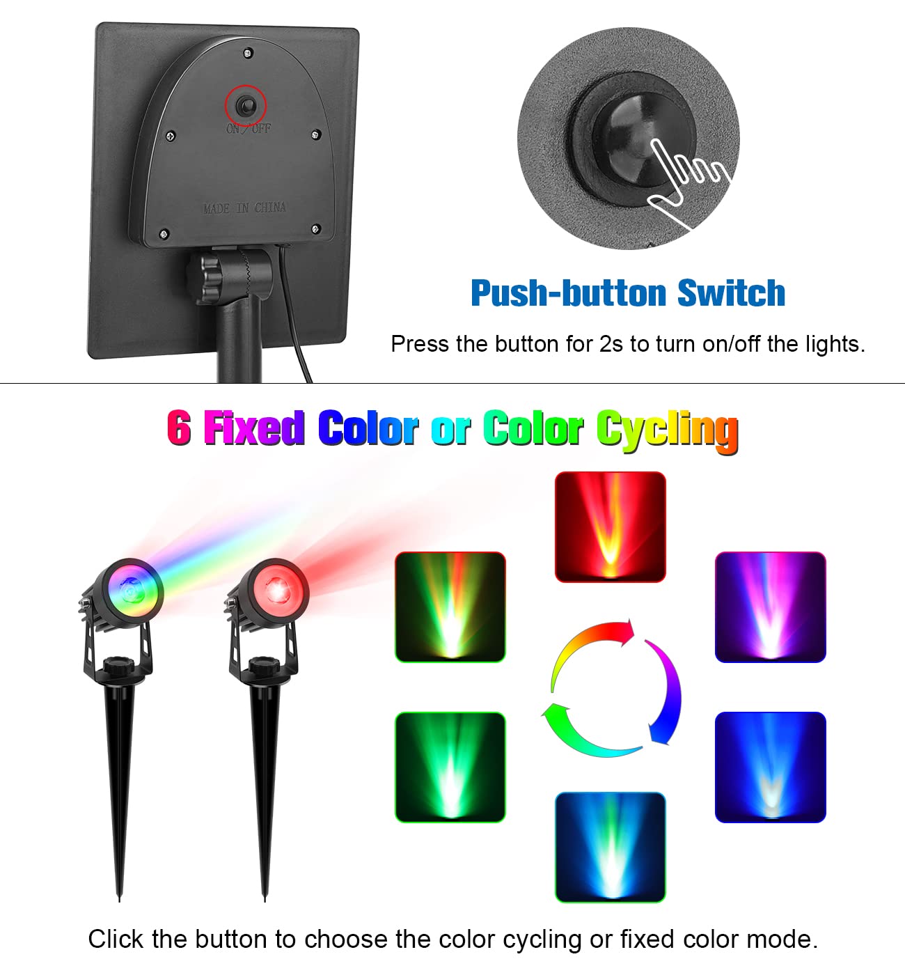 Aponuo Metal Solar Spot Lights Outdoor With 9.8Ft Cable Solar Powered Landscape Lighting Low Voltage Ip65 Waterproof Auto On/Off