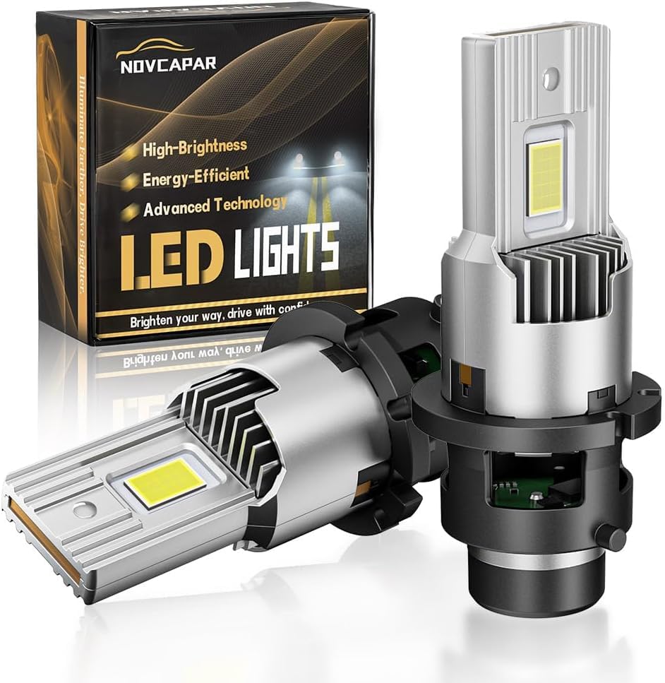 NOVCAPAR D4S LED Bulbs, 30000LM, 6500K Cool White, 150W High Power, Plug and Play, Pack of 2