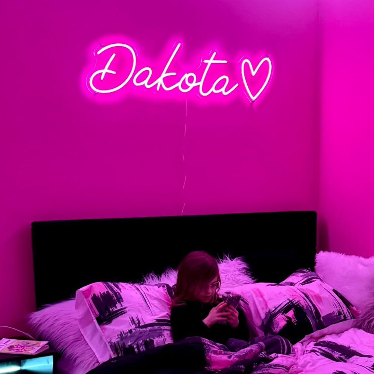 Binager Custom Neon Sign, Personalized LED Name Wall Decor, 15x30 inches, Eco-Friendly Materials, Customizable Color