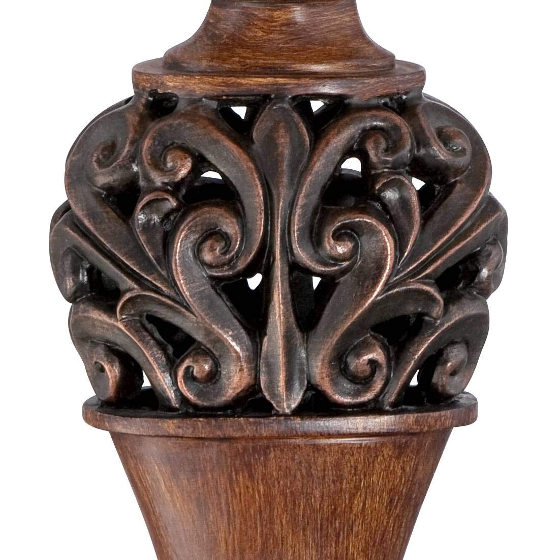 Regency Hill Table Lamps Set of 2, 30in Tall, Bronze Wood Carved Leaf, Creme Bell Shade, Model 3R187, Living Room/Bedroom Decor