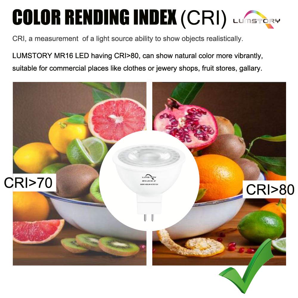 Lumstory Mr16 Led Bulb 5W 5000K Daylight White 12V Gu5.3 10-Pack Non
