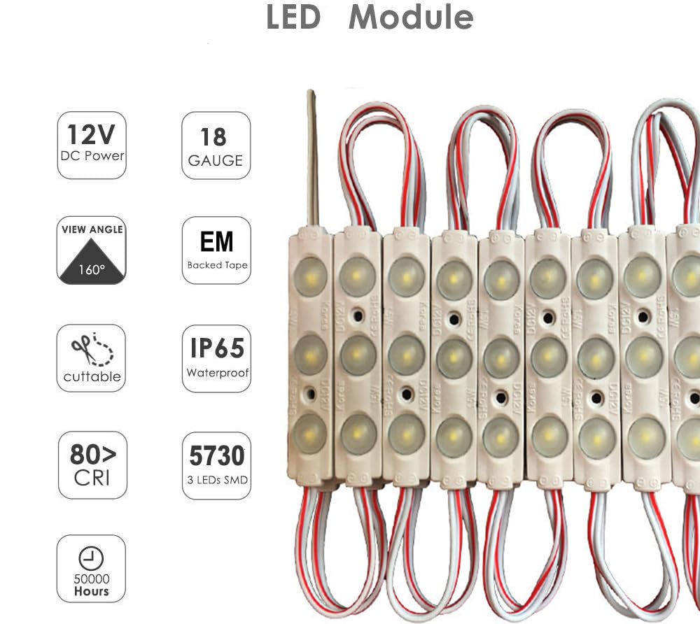 Teinewby Led Module, Led Lights For Inflatables White 20Pcs 9.8 Ft 5730 Smd 150Lm Per Led Module Ip65 Waterproof Decorative Ligh