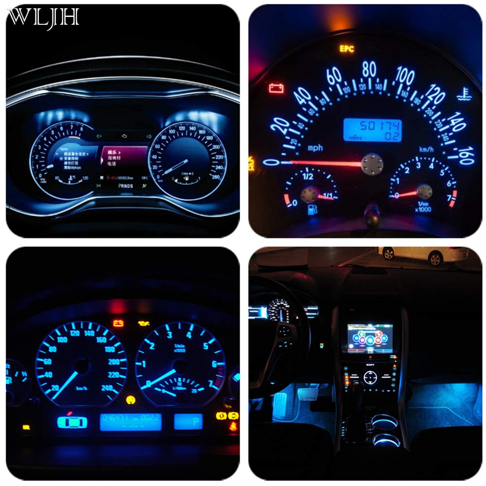 Wljh 6Pcs Ice Blue 3/8&quot; Twist Socket T5 Led Bulb Wedge 37 2721 74 3-Smd 3030 Led Dashboard Instrument Cluster Panel Indicator Dash Lights Bulb,Plug And Play