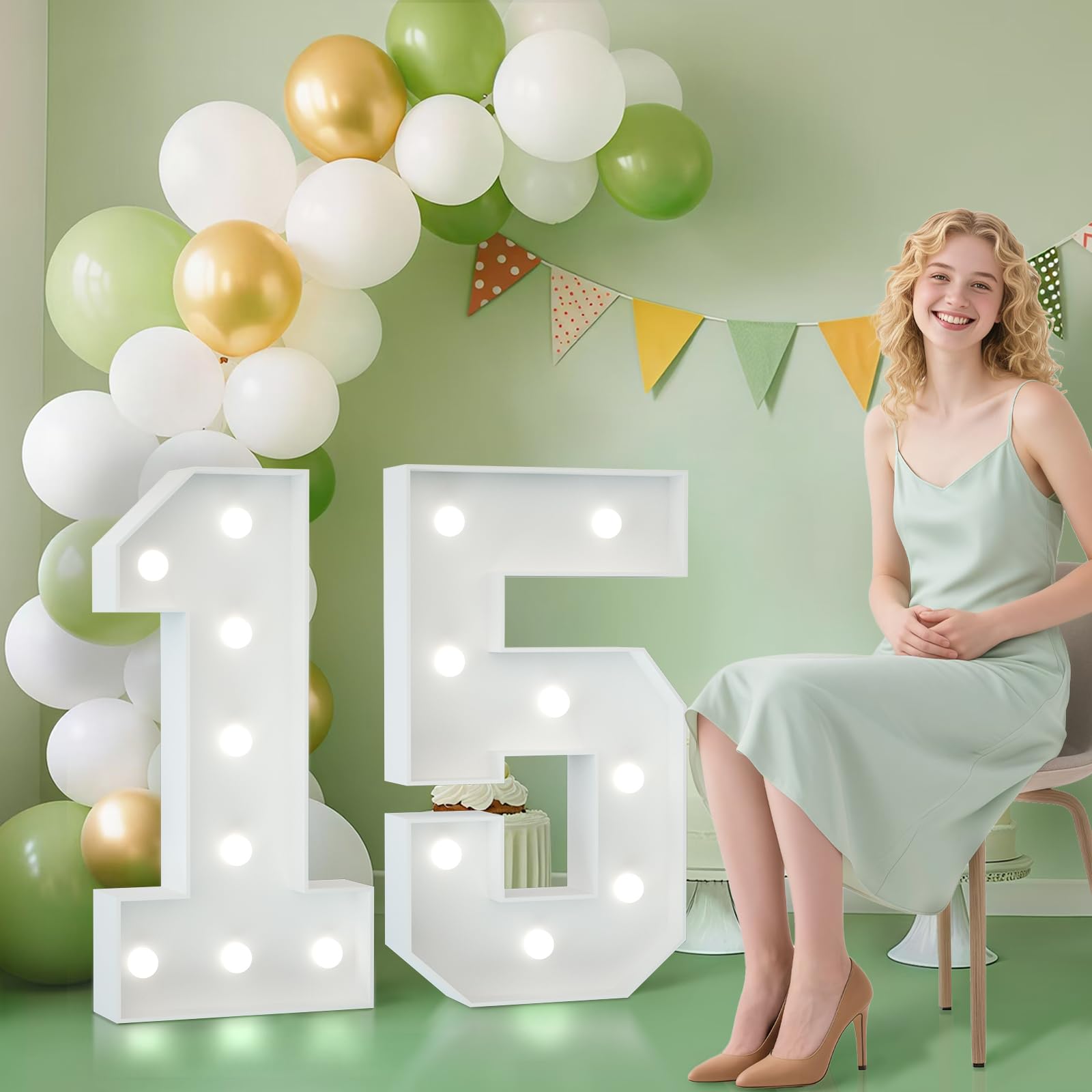 JoyMuse 2.3FT 15 Marquee Numbers  15 Light up Numbers for Quinceanera Decor for Birthday Party Anniversary Backdrop