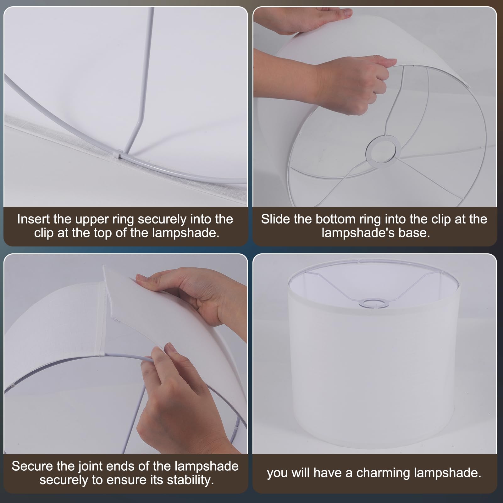 LEYINPEI White Small Drum Lamp Shade 8.7" x 8.8" Handcrafted Natural Linen Replacement for Table & Floor Lamps