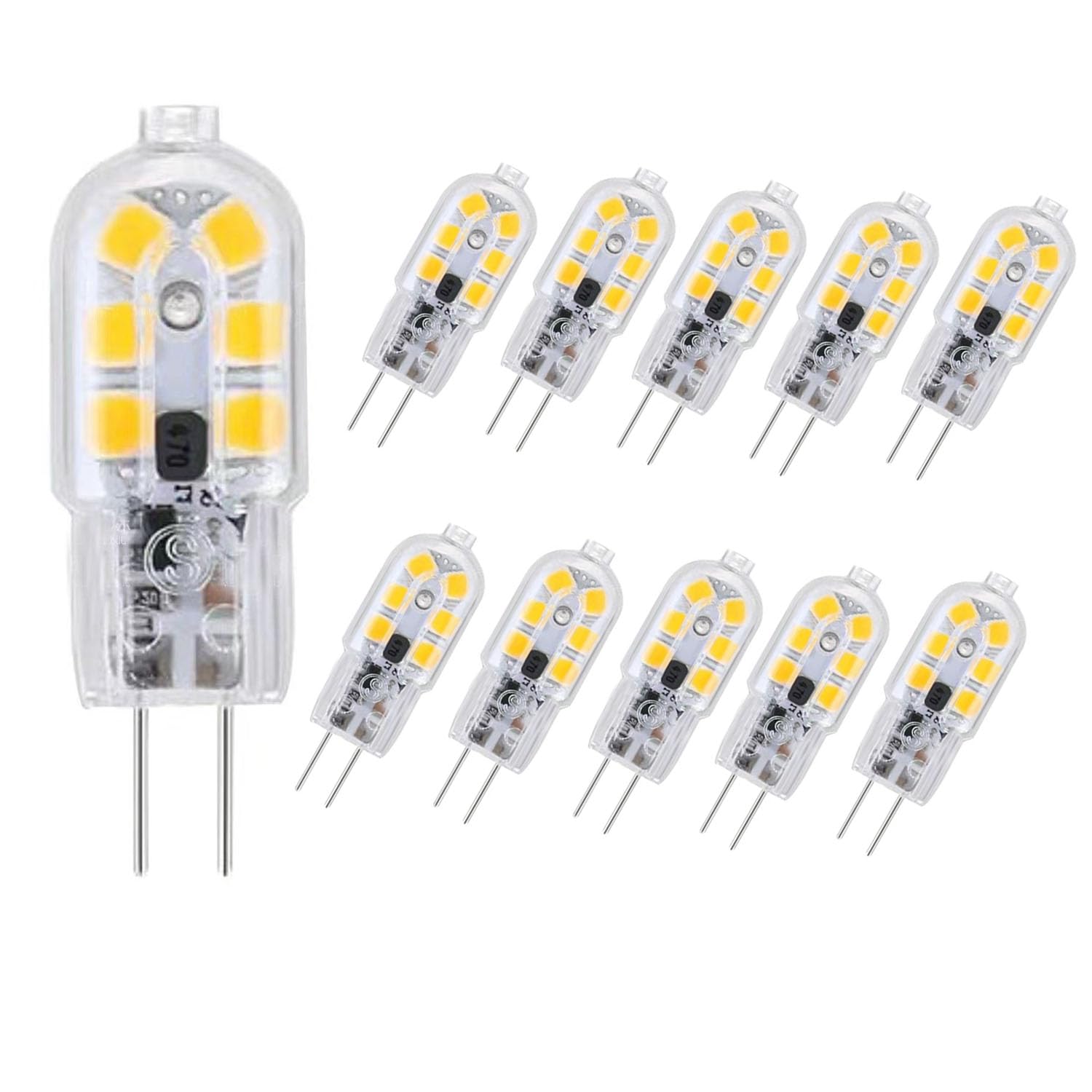 Renholin G4 Led Bulb, Ac/Dc12V Jc Bi Pin Base Light Bulb, 3W(25W-30W Equivalent) Non-Dimmable G4 Led Light Bulbs (10, 6000K Whit