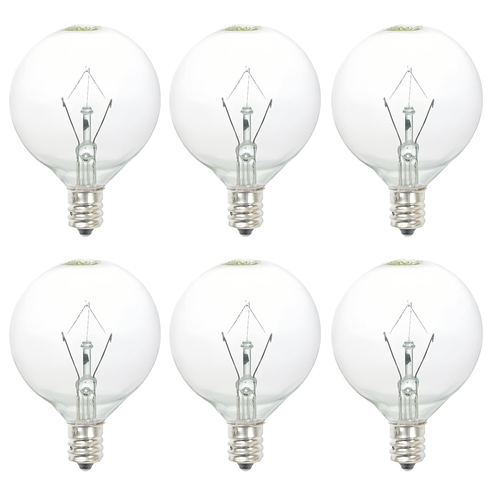 40W Light Bulbs,Wax Warmer Bulbs,E12 Candelabra Base 120 Volt Round Light Bulbs for Full Size Scentsy Warmer ,Wax Melt Warmer,Chandelier Table Lamp Wall Sconces ,Soft Warm White,G50/120V,6 Packs