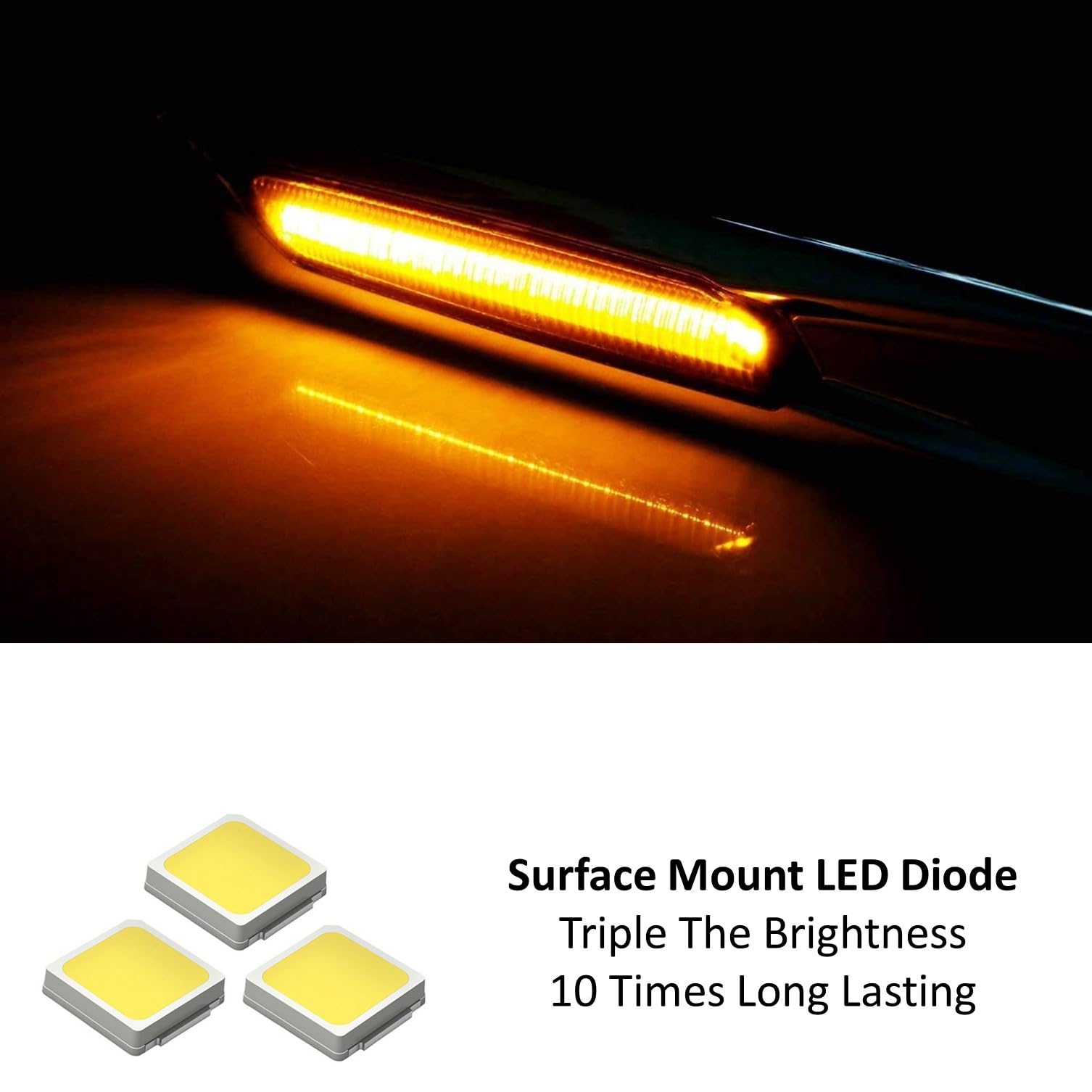 iJDMTOY F10 Style LED Strip Fender Turn Signal Light Kit for BMW 1 3 5 Series X1, Black, Replace OEM Sidemarker Lamps