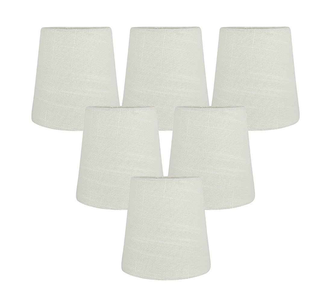 Meriville Set of 6 Eggshell Linen Clip On Chandelier Lamp Shades, 3.5-inch by 4.5-inch by 4.5-inch
