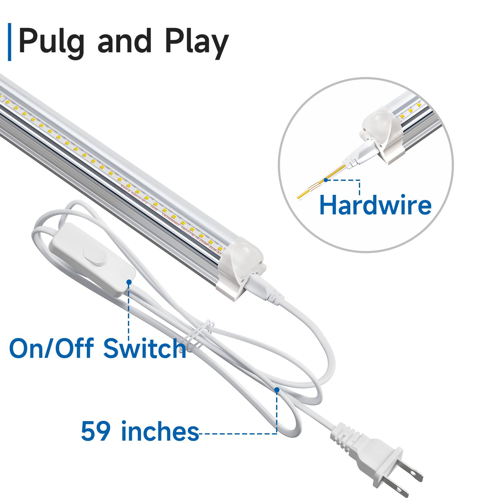 Shinestar 4Ft Led Shop Lights, 40W 5000Lm 5000K Led Shop Light Super Bright 75% Energy-Saving Linkable T8 Light Tube Integrated