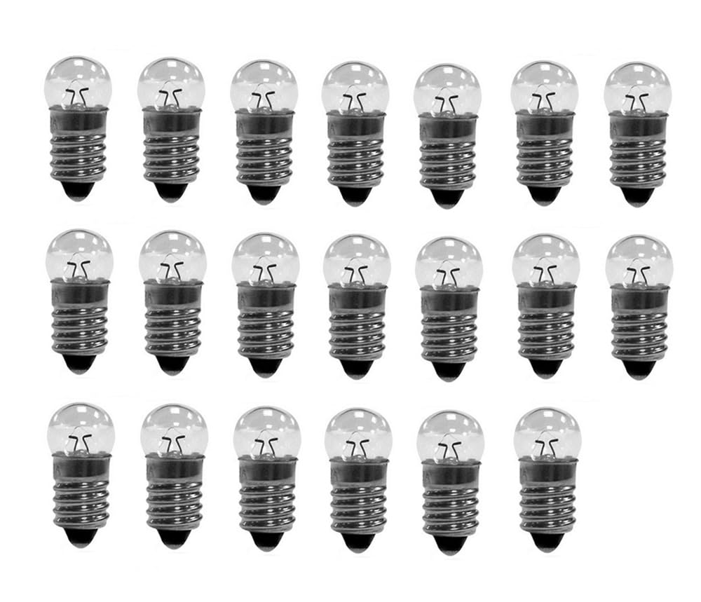 Generic 10pcs E10 Mini Light Bulbs, Incandescent, 1.5V 0.3A, Glass, White