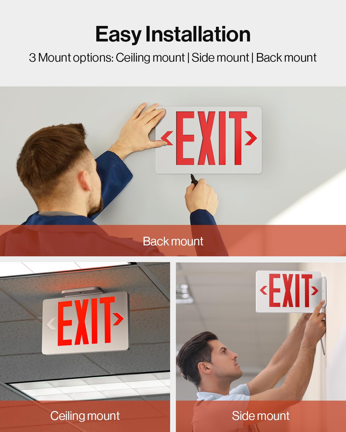 Sunco 6 Pack Led Exit Sign With Emergency Light, Commercial Grade Double Sided Fire Exit Lights, Backup Battery, Illuminated Eme