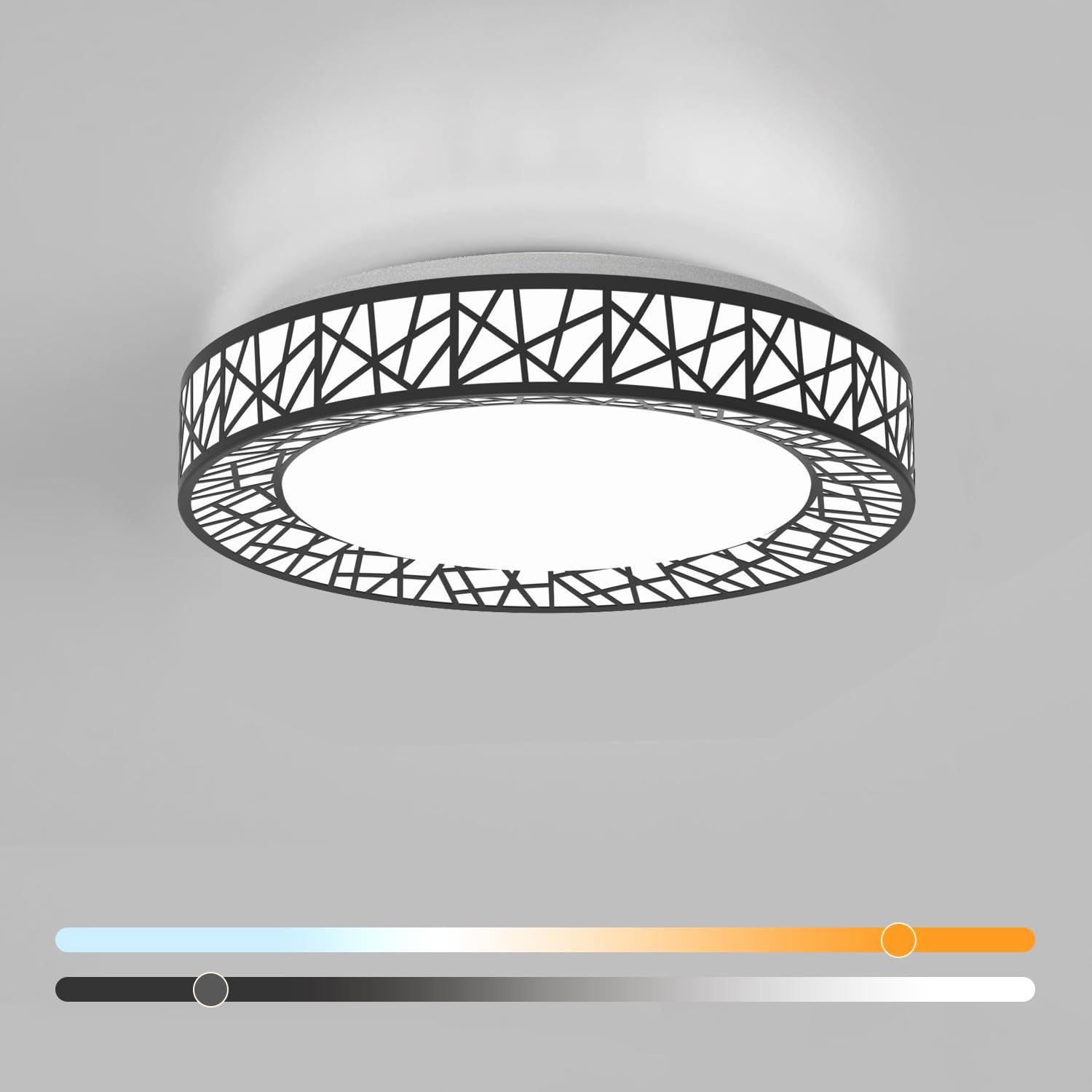 Lightania 14 Inch Flush Mount Ceiling Light, Modern Black LED Ceiling Light Fixture, 24W 2400LM 2700-6500K Adjustable, Dimmable 