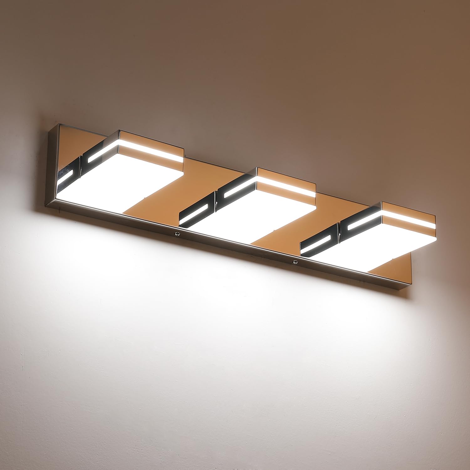 Sinerise Led Modern Bathroom Vanity Light Fixtures (3-Light, 24-Inch), Chrome Modern Acrylic Bathroom Wall Lighting Fixtures Ove