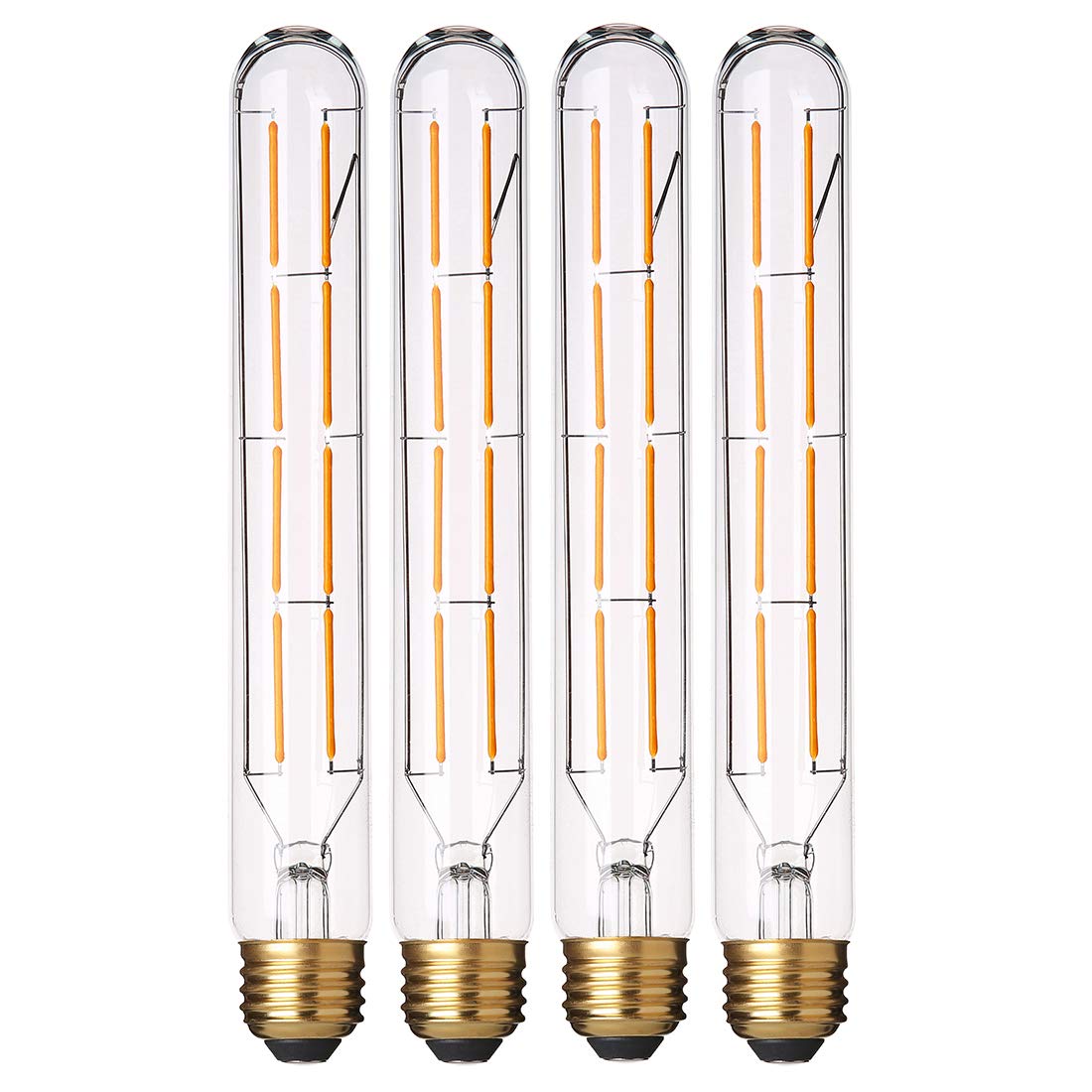 YFXRLIGHT Dimmable T10 LED Bulb, 8W (80W Equivalent), Warm White 2700K, 700LM, 4 Pack, Metal, 8.