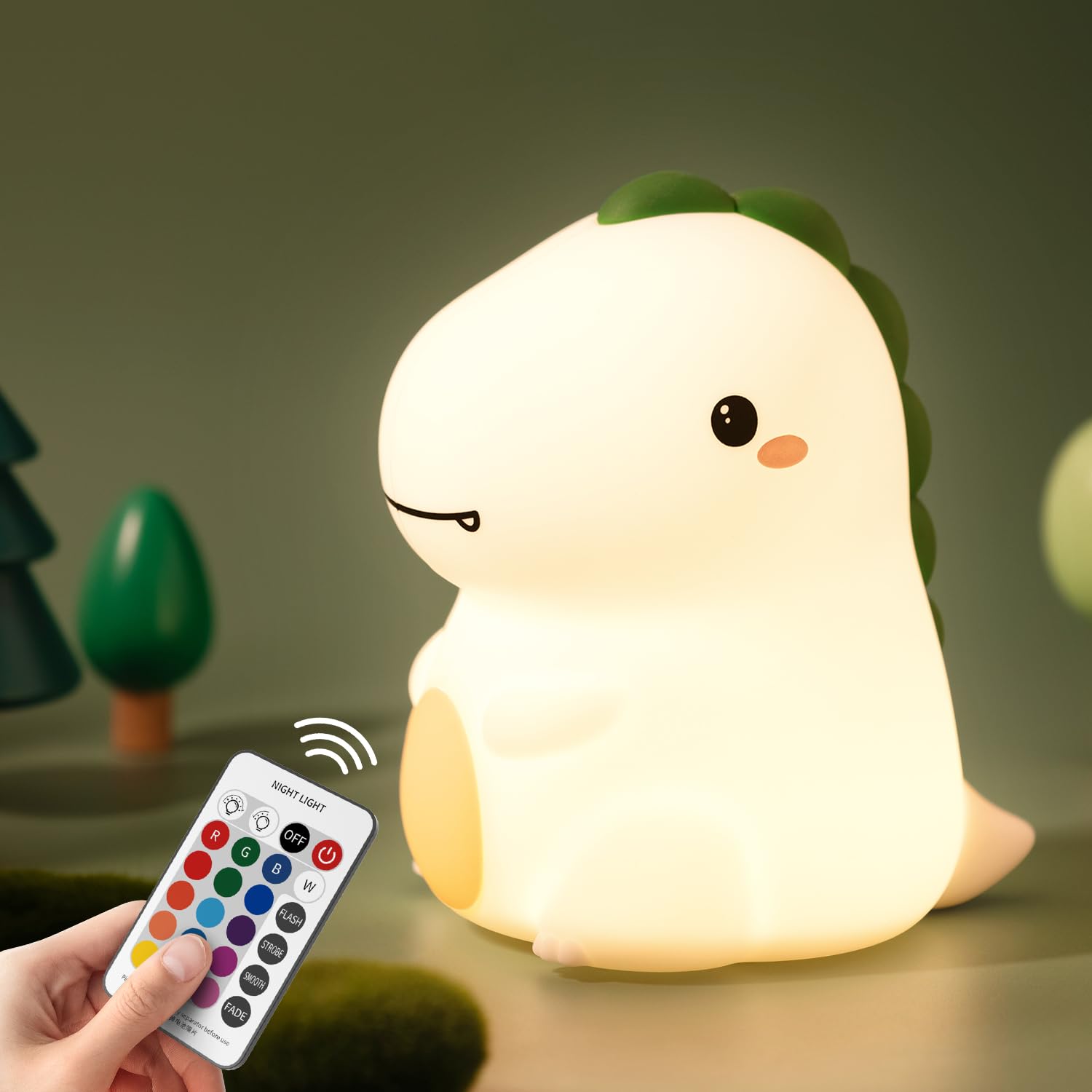 Kinyilo Dinosaur Night Light For Boys  Dino Lamp Silicone Light  16 Color Nightlight  Rechargeable Battery Powered  30Min Timer Off  Ideal Gifts For Kids Toddler Baby