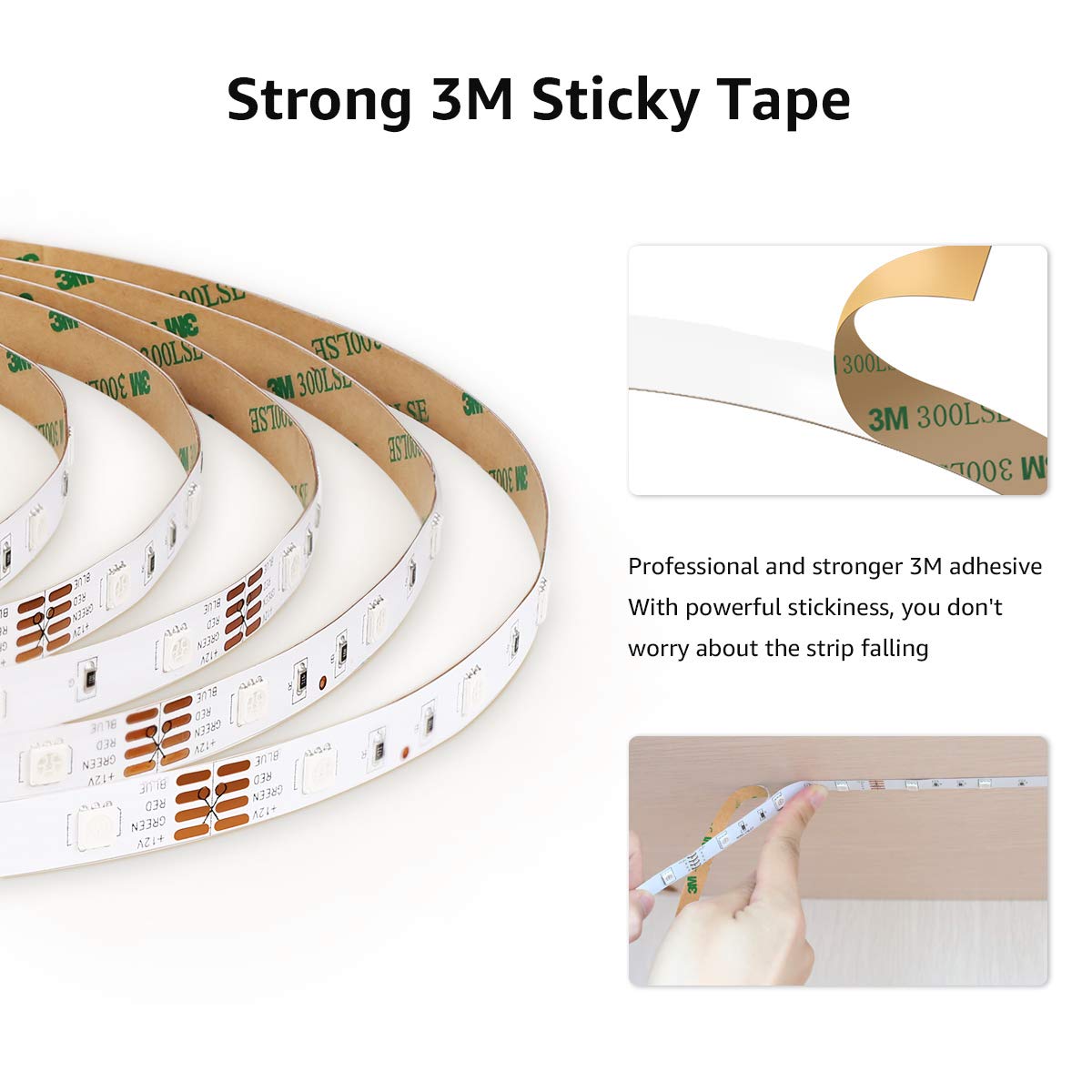 Lepro LED Strip Lights, 32.8ft RGB, 300 LEDs, 12V Power Supply, Flexible Color Changing, Model 410084-RGB-US-NF-a