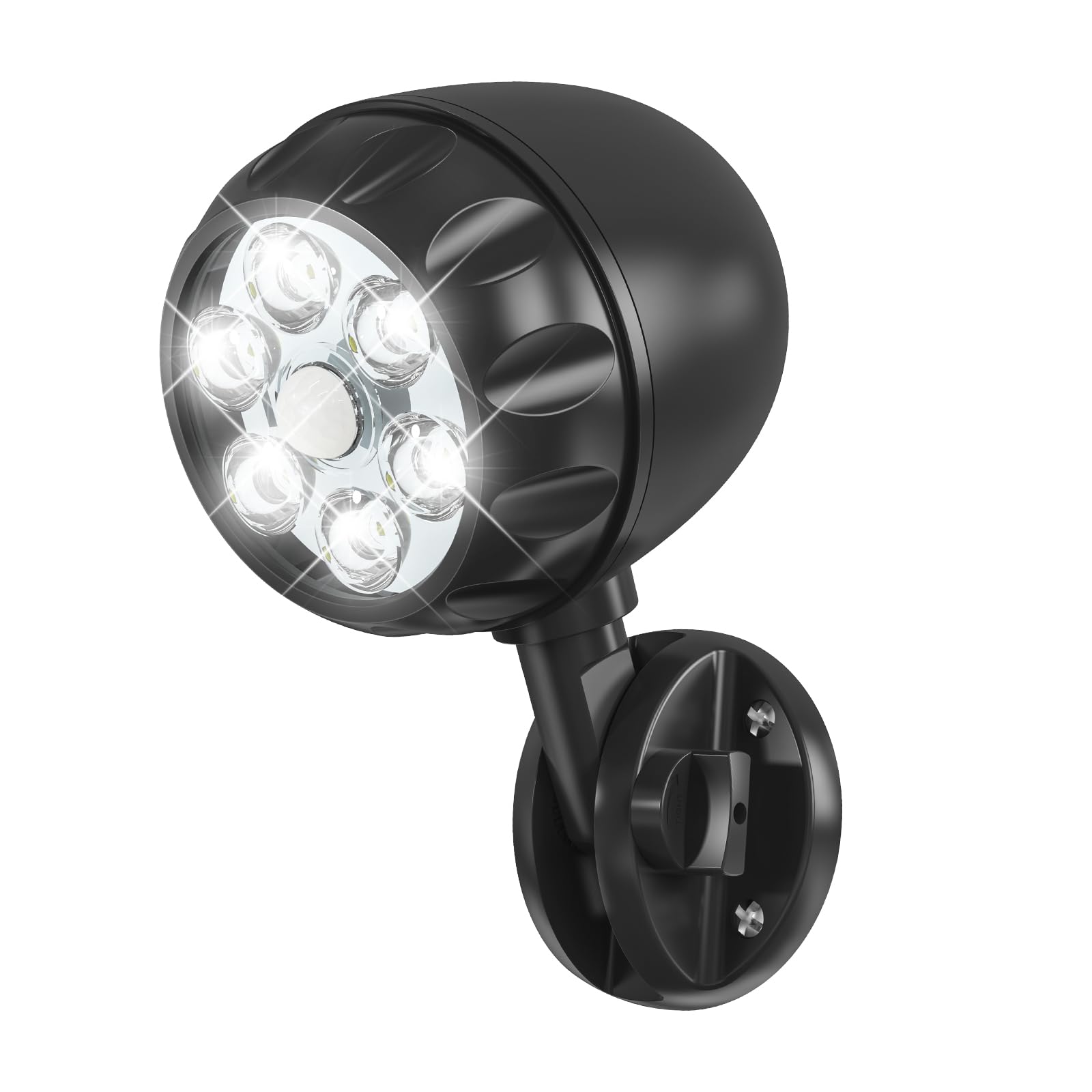 Woenergy Battery Motion Sensor Light Outdoor, 600 Lm Battery Operated Motion Lights Outdoor 6 Leds 400Sqft, 6000K Auto On Off 360° Adjustable Battery Flood Lights Outdoor Waterproof, 1 Pack, Black