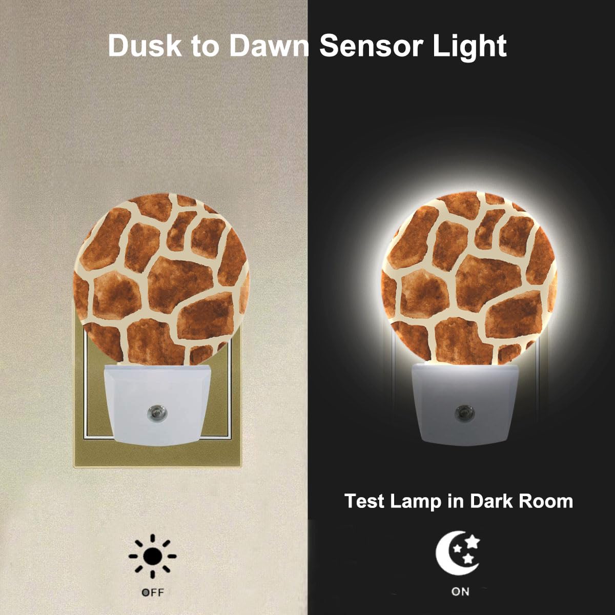 Uanvaha Giraffe Night Light Brown Animal Skin Giraffe Plug-In Night Lights With Dusk-To-Dawn Sensor For Bedroom, Bathroom And Li
