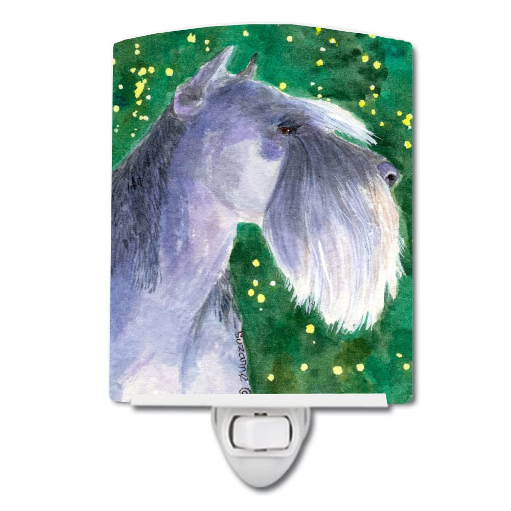 Caroline'S Treasures Ss1052Cnl Schnauzer Ceramic Night Light Compact, Ul-Certified, Ideal For Bedroom, Bathroom, Nursery, Hallway, Kitchen, 6X4X3, Multicolor