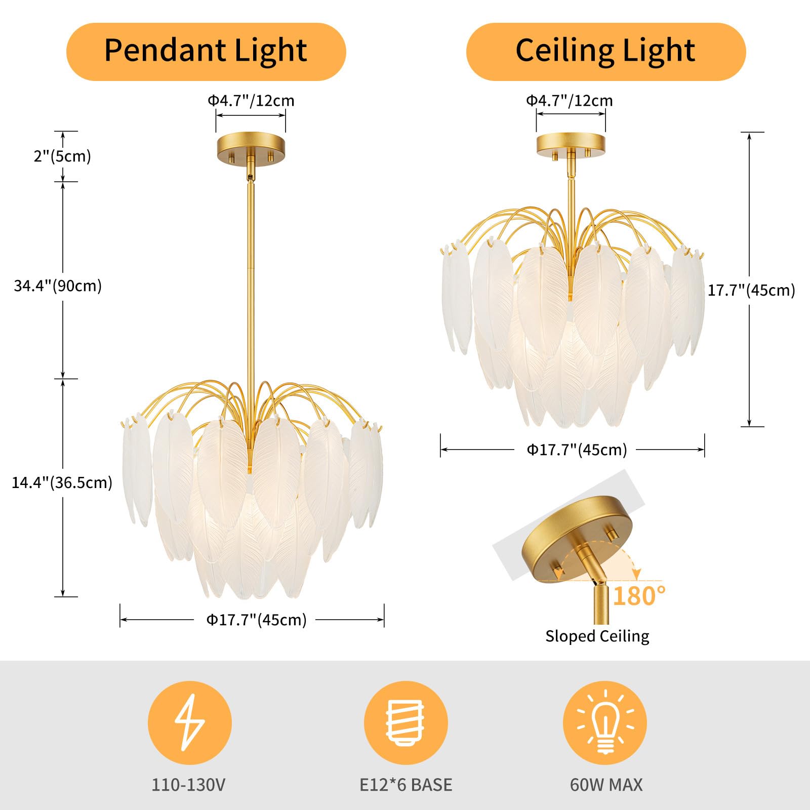 LumFurn 6-Light Gold Chandelier, Modern 3-Tier Pendant Light, Adjustable 19-51", Frosted Glass Shade, Brass Frame, Large