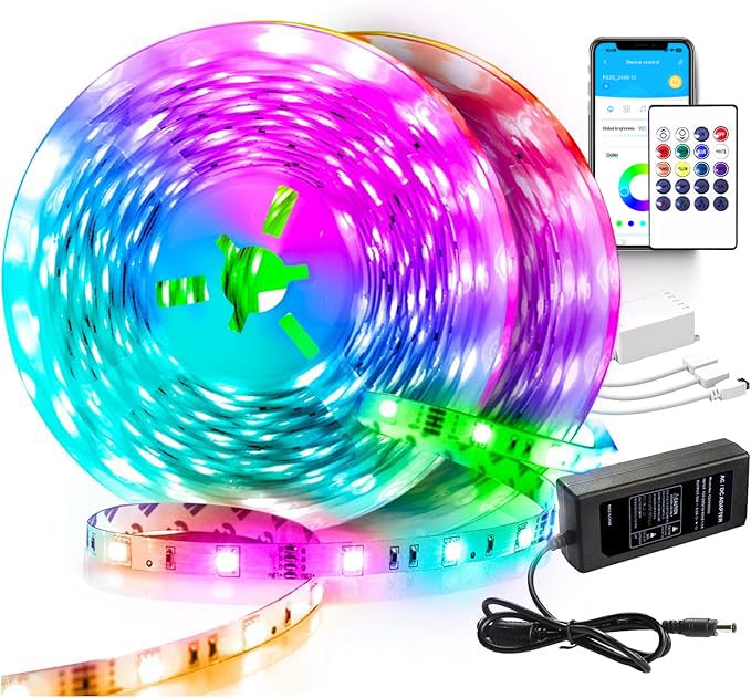Volivo Led Strip Lights 200 Ft, Rgb App Controlled Bluetooth Led Light Strip Sync With Music, Color Changing Lighting For Bedroo