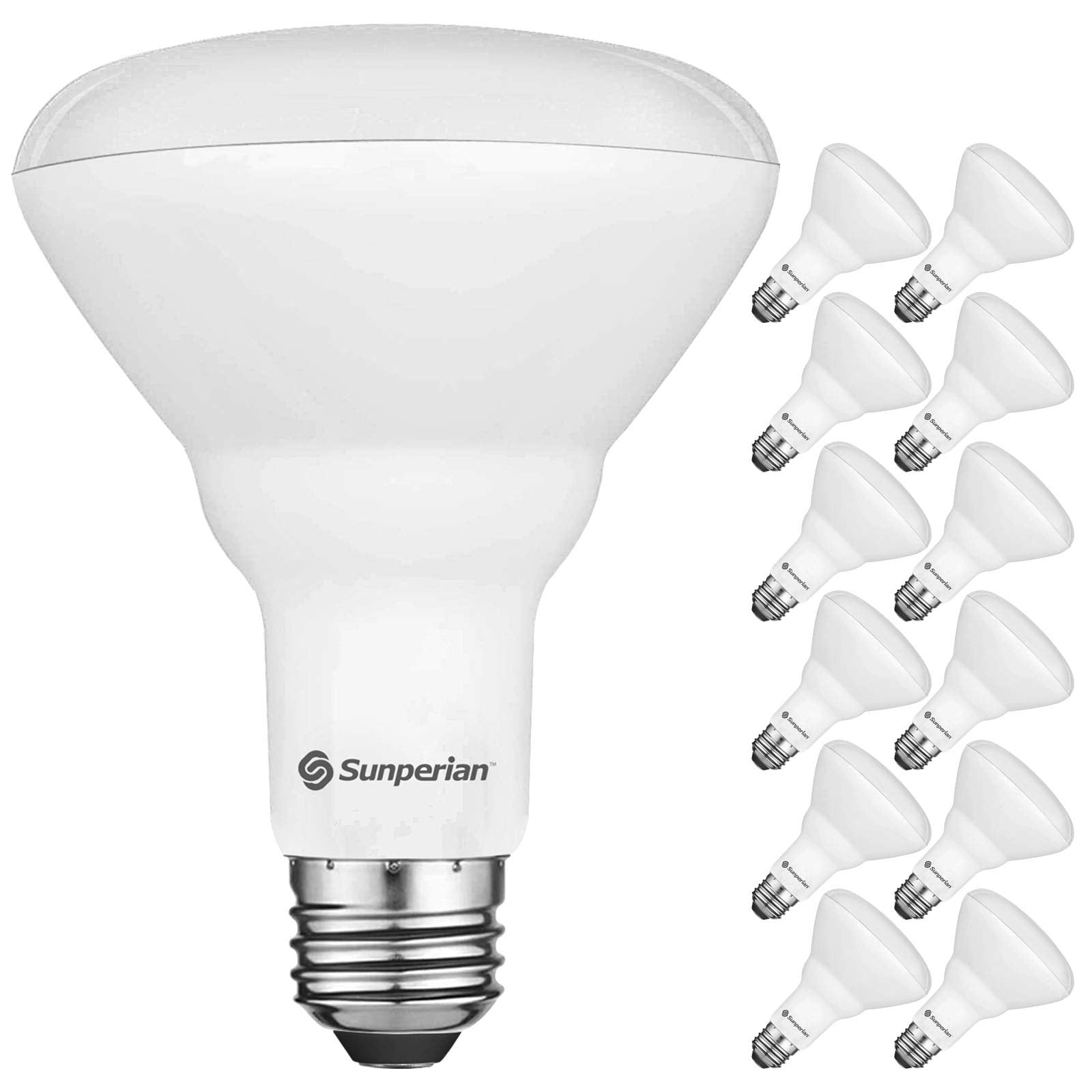 SUNPERIAN BR30 LED Bulb, 8.5W (65W Equivalent), 800 Lumens, Dimmable, 5000K Daylight, 12 Pack, E26