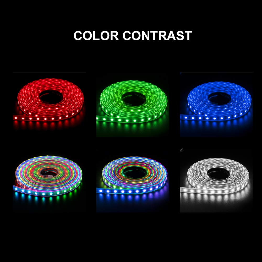 BTF-LIGHTING WS2812B LED Pixel Strip 16.4FT 300LED Black PCB IP65 Waterproof 5050SMD