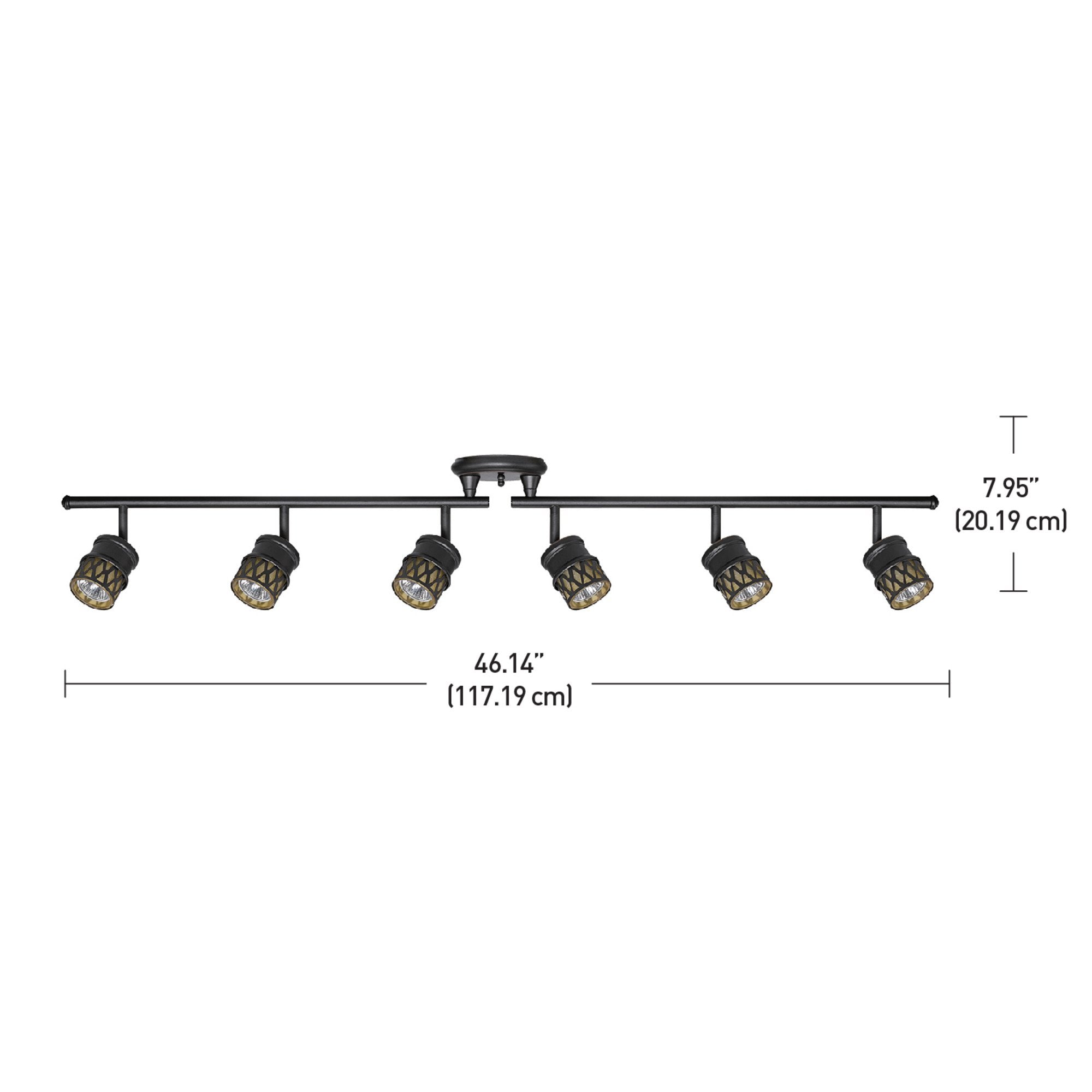 Globe Electric 59086 Kearney 6-Light Foldable Track Lighting, Oil Rubbed Bronze Finish, Champagne Glass Track Heads