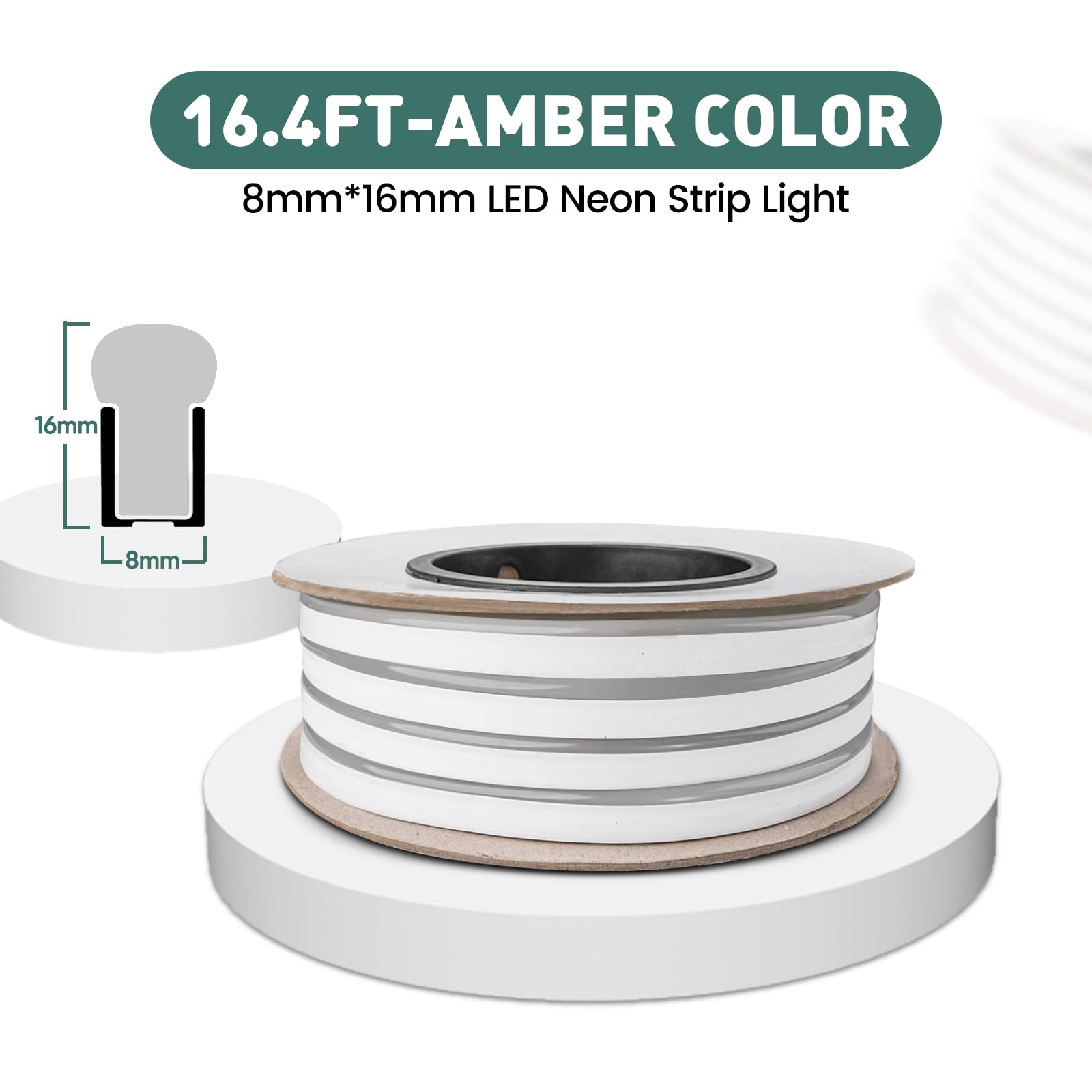 Gzbtech Flexible Led Neon Rope Lights 16.4Ft Ac 110-120V Waterproof Strip Light  120Leds/M Cuttable Connectable Neon Lighting For Indoor Outdoor Home Decor/Commercial Building Use-Amber 5M