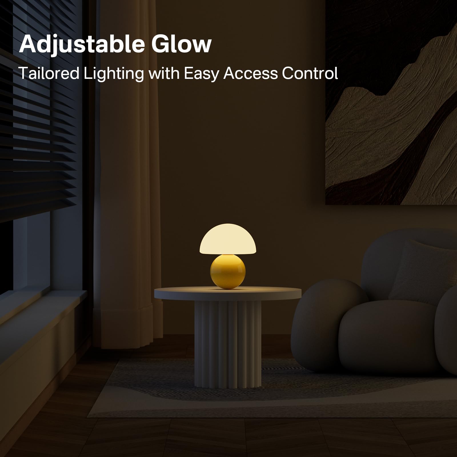 Dawnwake Mushroom Desk Lamp, Small Yellow Aesthetic Lamp for Bedroom & Living Room, Model DAWN-001