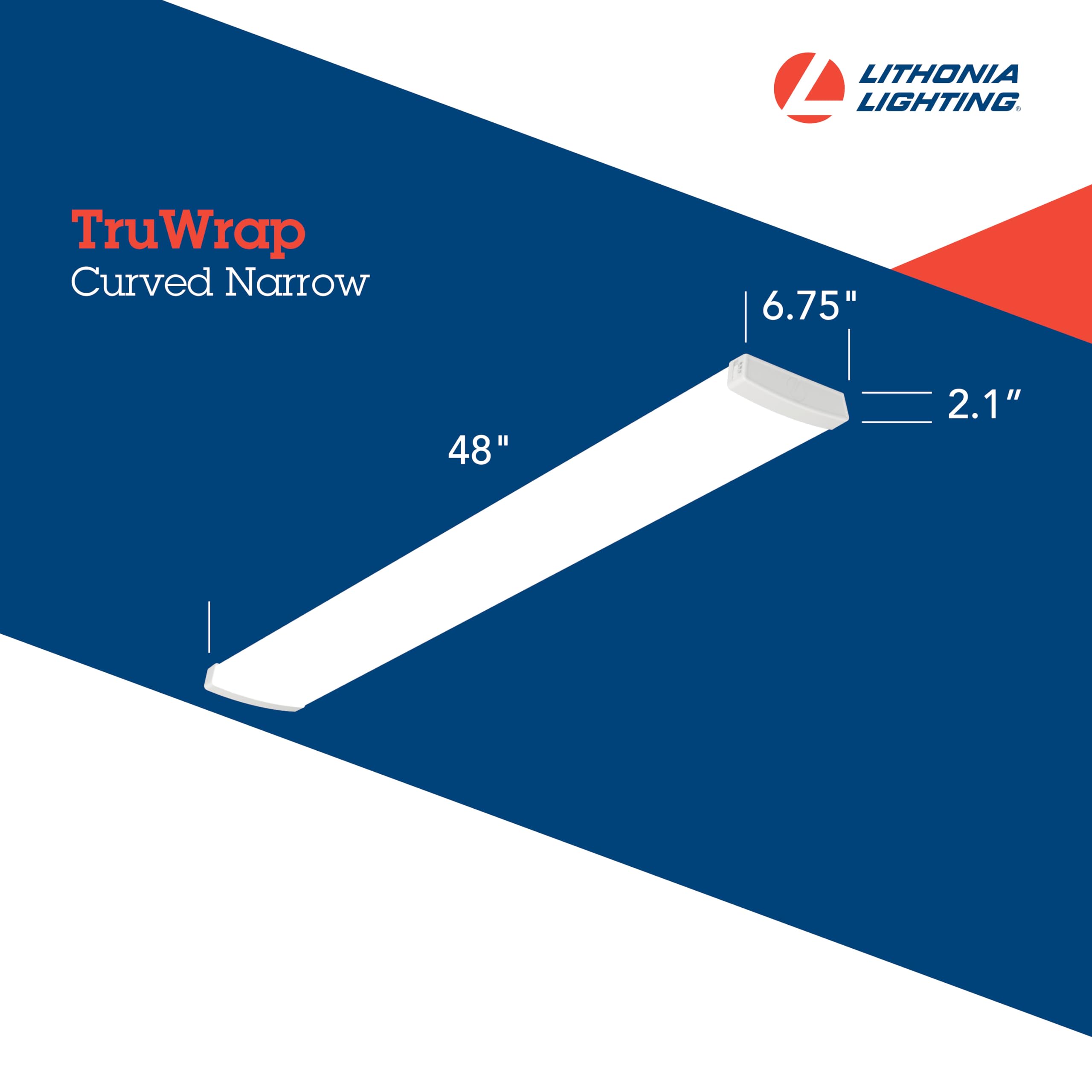Lithonia Lighting TruWrap Curved Wrap LED Ceiling Light 3000K/4000K/5000K Switchable, Narrow, White, Model TRUN 48 ALO4 CMP 8