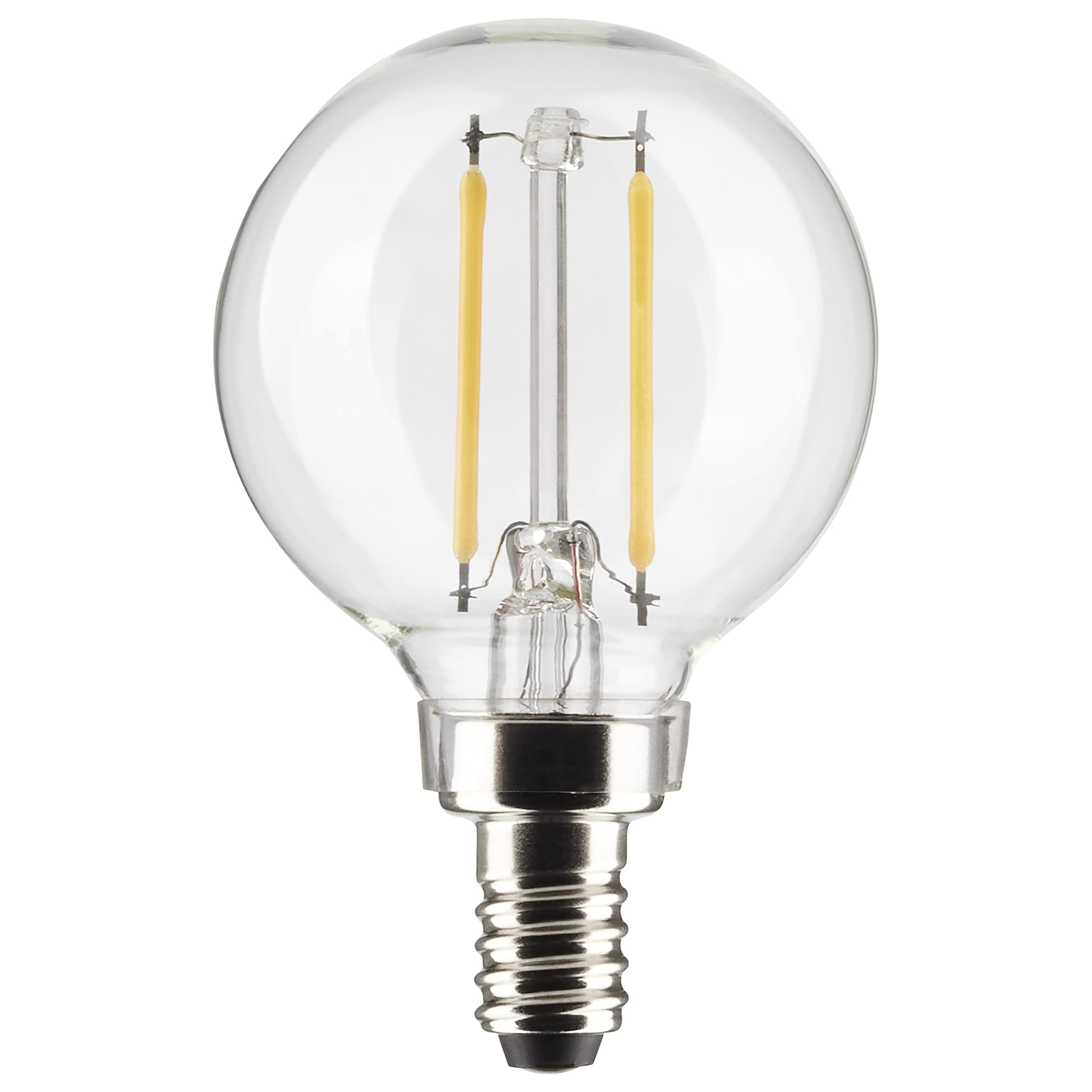 Satco S21200 3W G16.5 LED Filament Lamp, Clear, Candelabra Base, 2700K Warm White, 200 Lumens, 120V, 25W Incandescent Equivalent