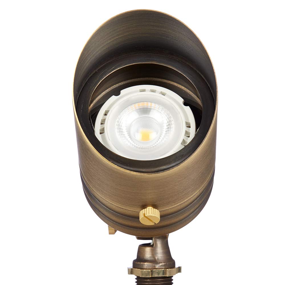 Volt Fat Boy 12V Brass Outdoor Spotlight (Bronze) For Low Voltage Landscape Lighting Of Yard, Lawn, Garden, Patio, Trees & House