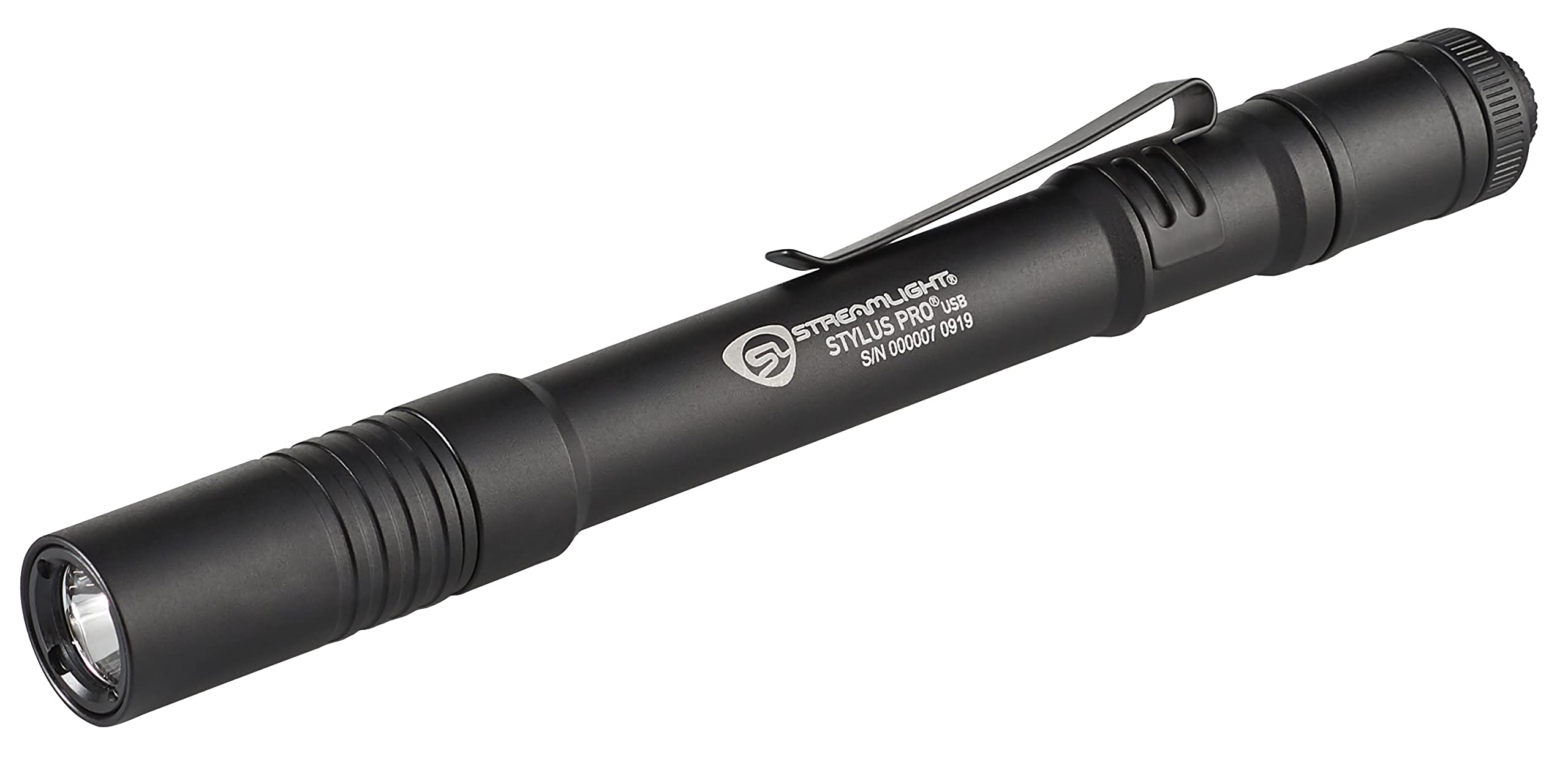Streamlight 66133 Stylus Pro USB 350Lumen Rechargeable Penlight with 120V AC Cord, Nylon Holster, Black