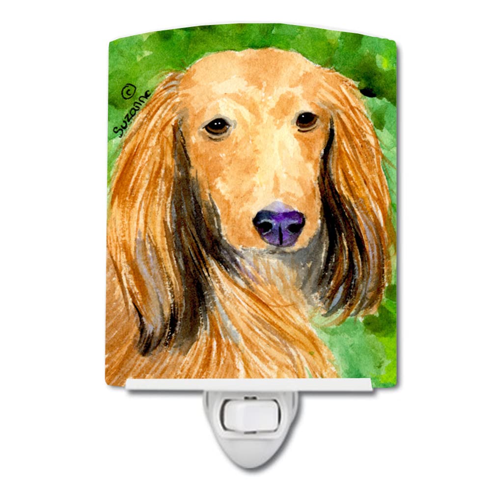 Caroline'S Treasures Ss8790Cnl Dachshund Ceramic Night Light Compact, Ul-Certified, Ideal For Bedroom, Bathroom, Nursery, Hallway, Kitchen, 6X4X3, Multicolor