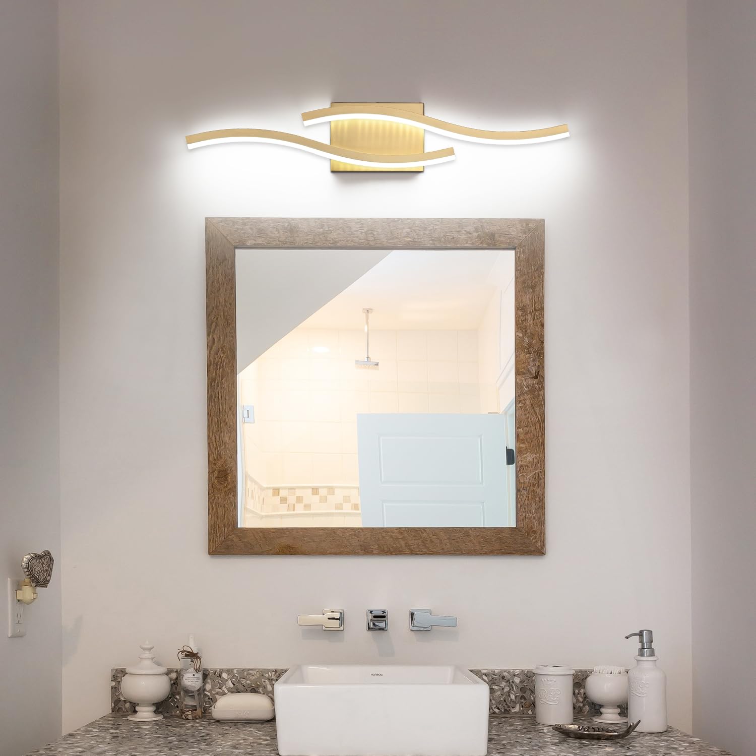 Presde 24In Dimmable Modern Led Bathroom Light Fixtures Over Mirror, Gold Vanity Light For Bathroom, Brushed Brass Bath Lighting