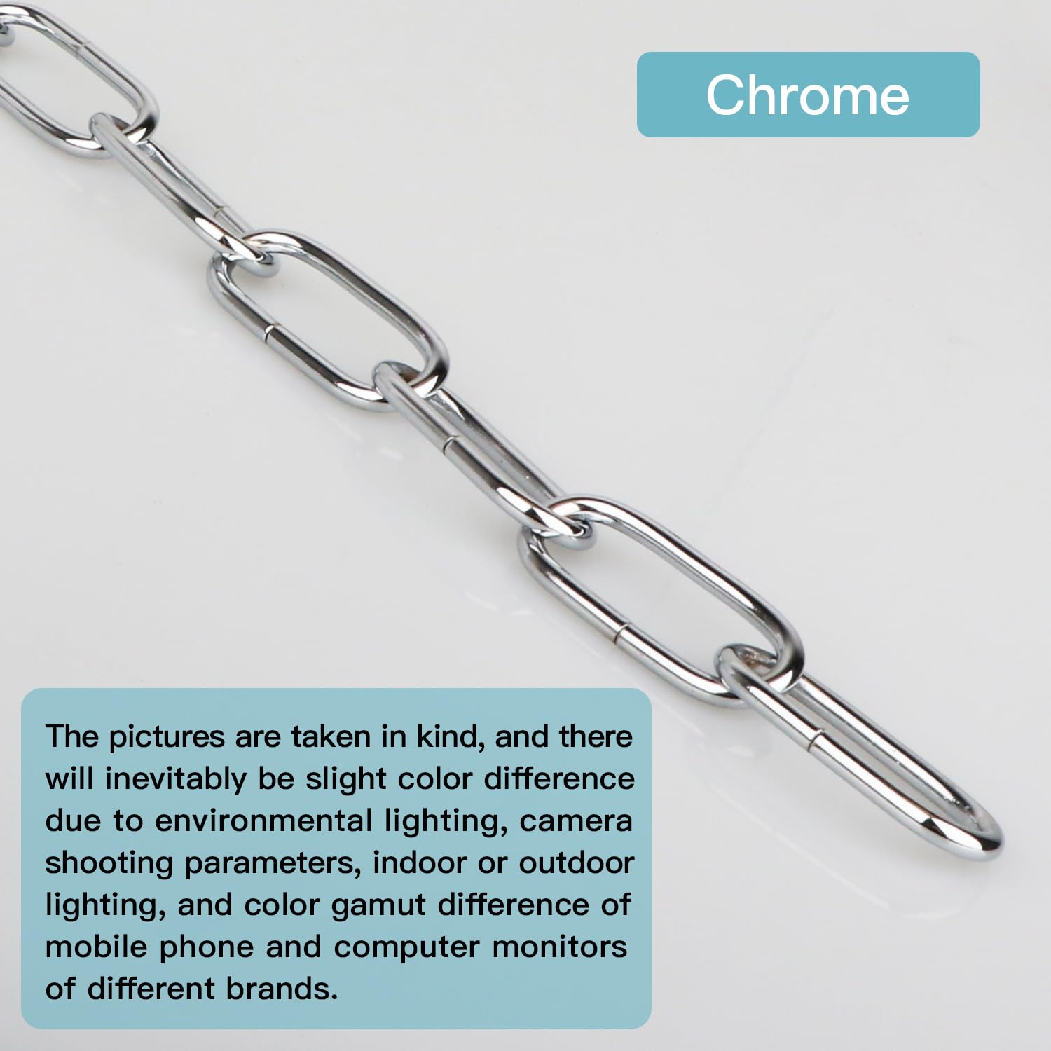 Helunsi Chrome Chandelier Chain - 6Ft Heavy Duty Metal Extension With Lock, Iron Decorative Light Fixture