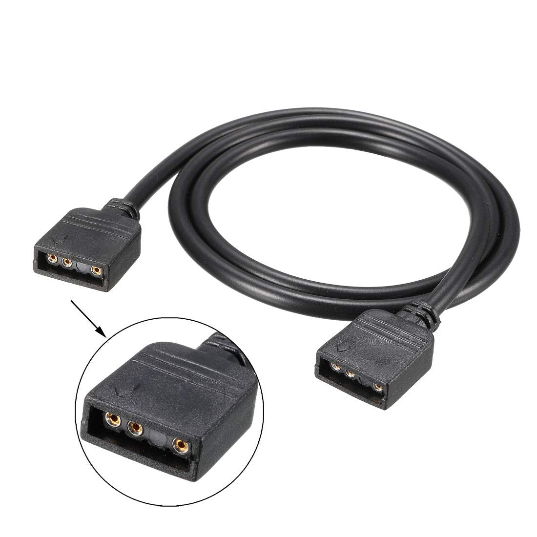 Uxcell Argb Splitter Cable Female To Female 3 Pin Extension Connector Cord Wire For 5050 3528 Led Light Strips 50Cm Length