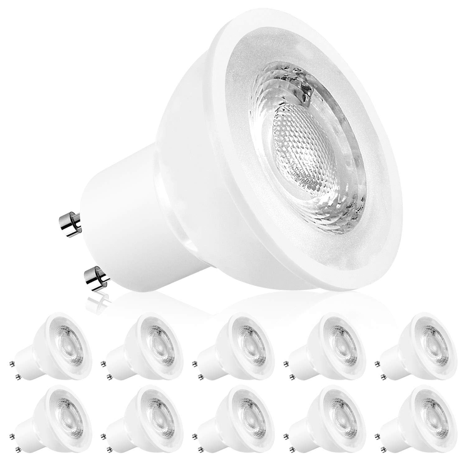 LUXRITE MR16 GU10 LED Bulbs, Dimmable, 50W Halogen Equivalent, 4000K Cool White, 500 Lumens, 12 Pack
