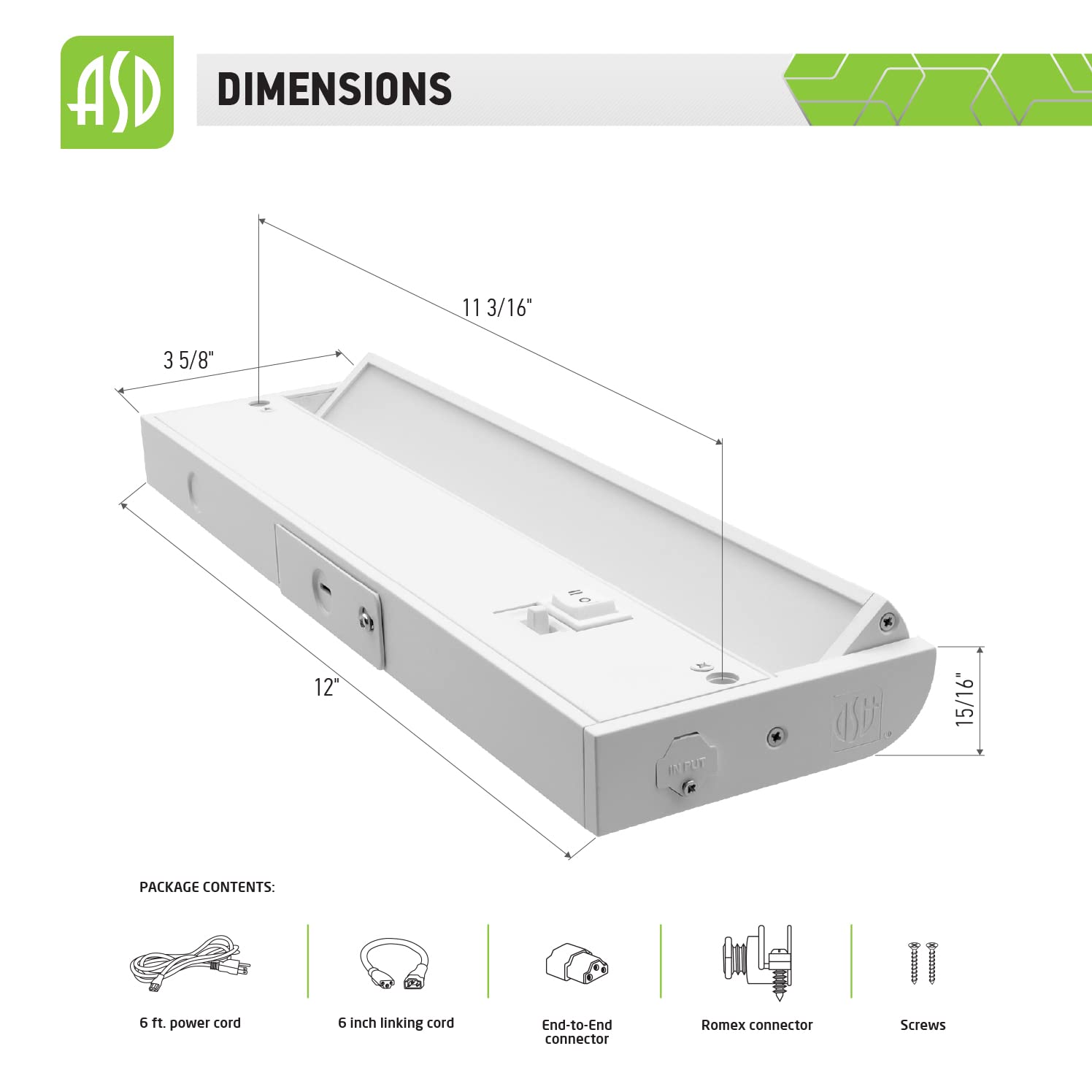 Asd Swivel Led Under Cabinet Lighting  12 Inch 5W  Hardwired Or Plug-In  2700K/3000K/4000K Selectable  Rotatable Lens  Dimmable Linkable Under Counter Lights For Kitchen  Etl & Energy Star  4 Pack